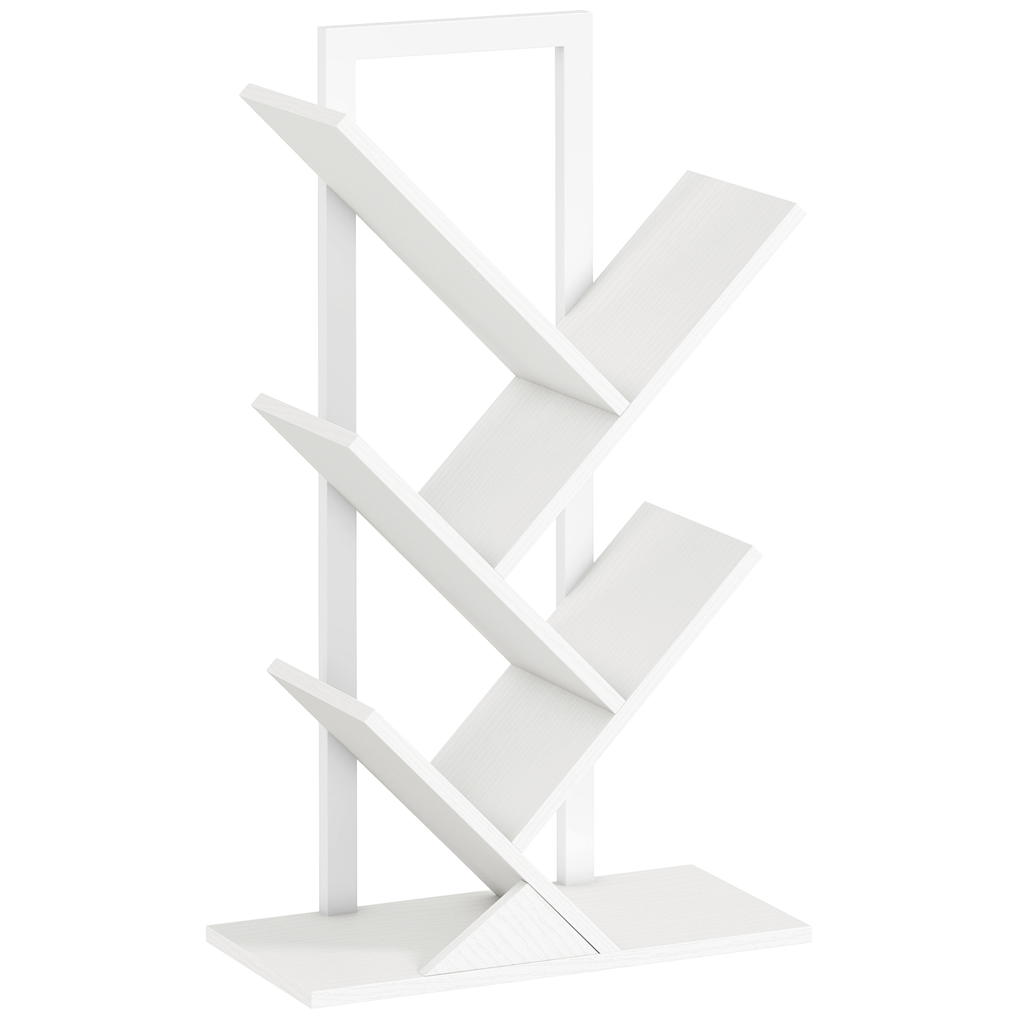 HOMCOM Estantería en Forma de Árbol con 5 Estantes y Sistema Antivuelco para Salón Dormitorio 50x24x82 cm Blanco