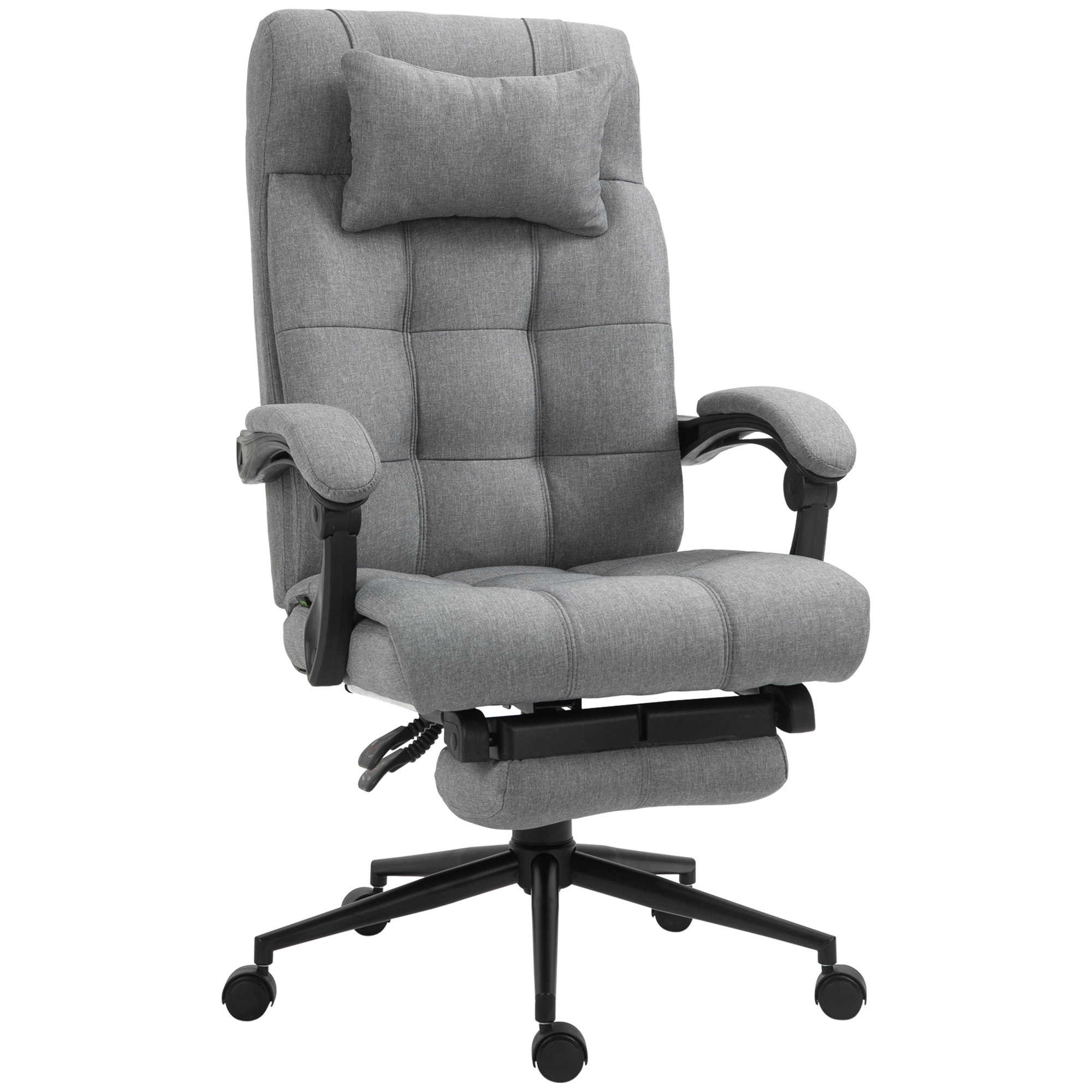 Image of Vinsetto Poltrona da Ufficio Reclinabile Girevole con Poggiatesta e Poggiapiedi, Sedia Ergonomica Altezza Regolabile, in Lino, Grigio Aosom Itay006