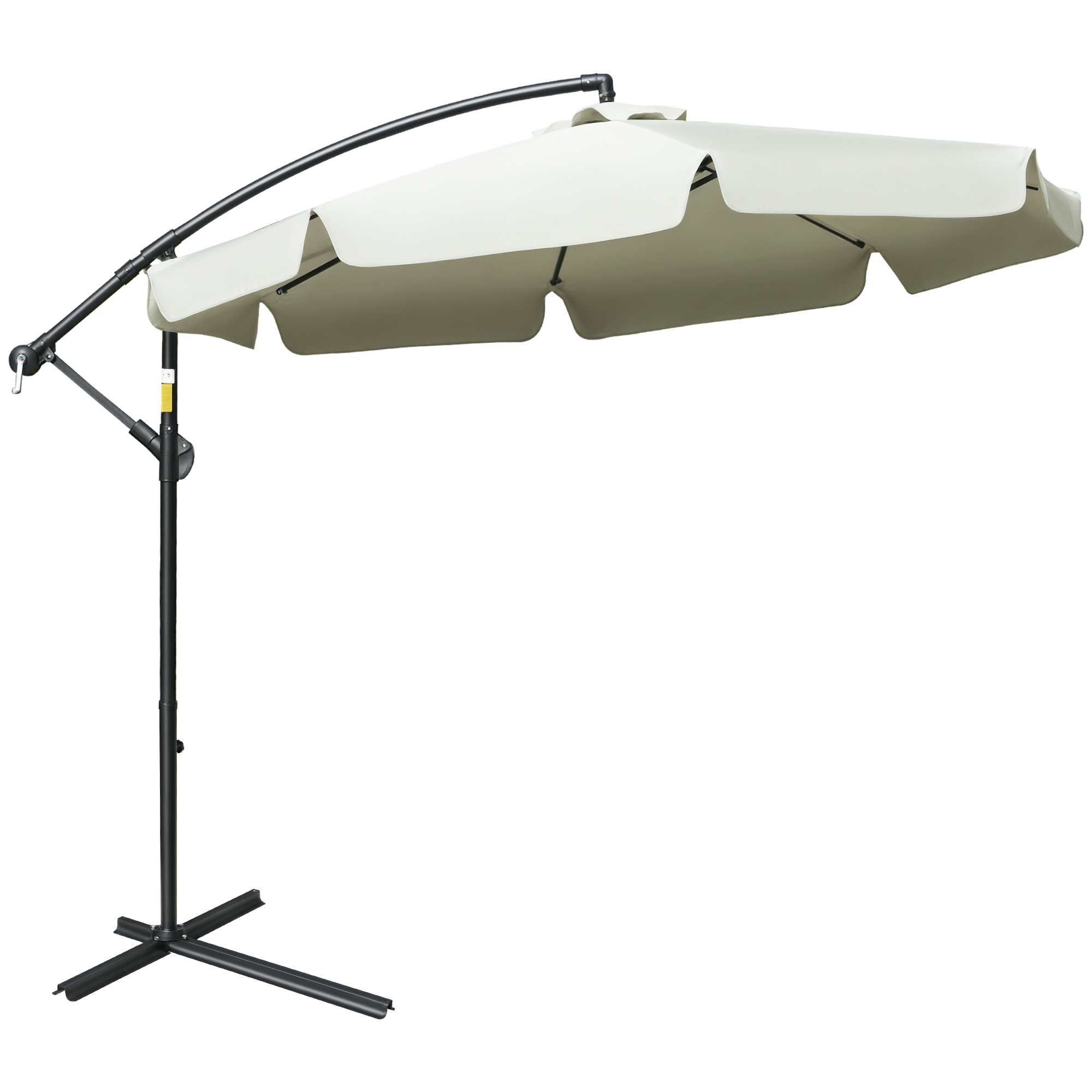 Outsunny Parasol déporté octogonal inclinable manivelle avec pied en croix Ø 2,65 x 2,45H m beige   Aosom France