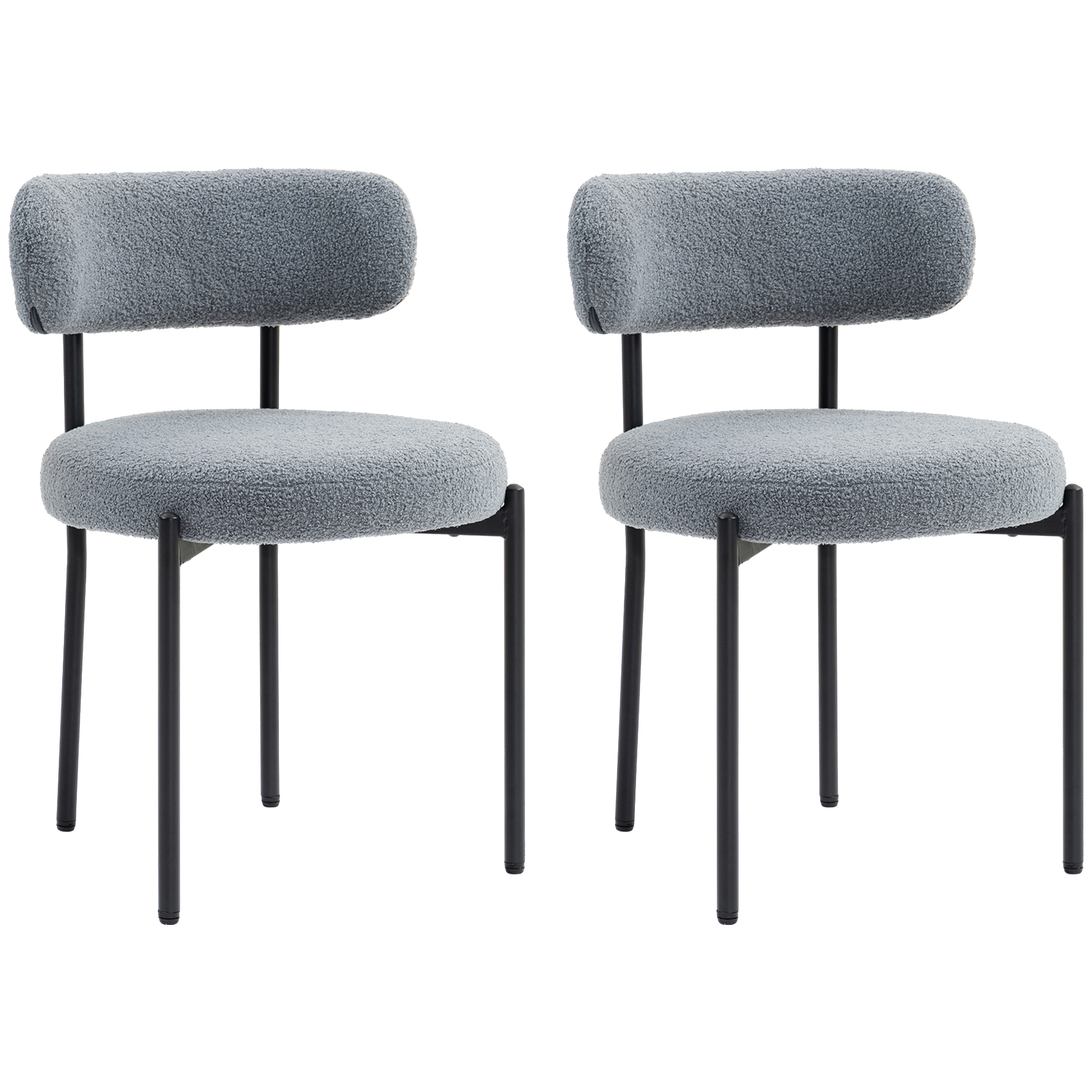 HOMCOM Juego de 2 sillas de comedor con respaldo de tela y patas de acero 51 x 51 x 76 cm gris