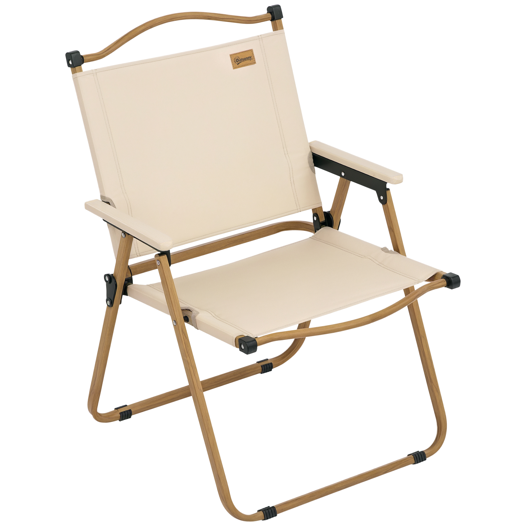Outsunny Chaise de camping chaise de pêche pliante avec accoudoirs tissu Oxford et structure acier 54 x 59 x 78 cm Kaki Aosom France