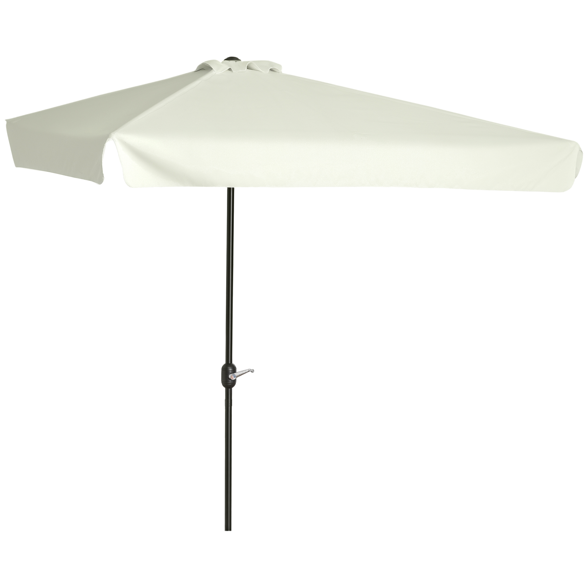 Image of Outsunny Ombrellone Rettangolare da Terrazza e Giardino, Ombrellone a Mezzaluna per Parete con Manovella, 230x130x249cm, Crema Aosom cod005