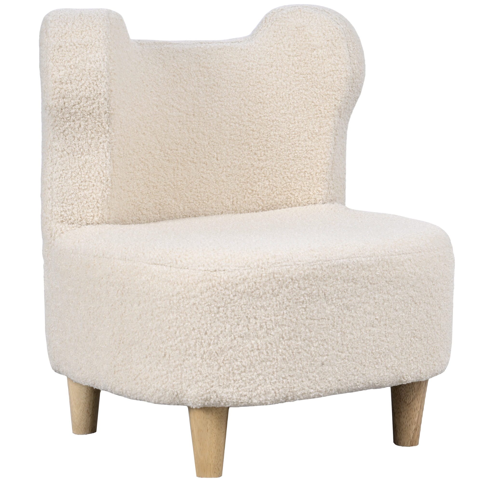 AIYAPLAY Sillón Infantil, Sillón de Peluche con Orejas de Oso, Cubierta de Felpa, Espuma, Beige