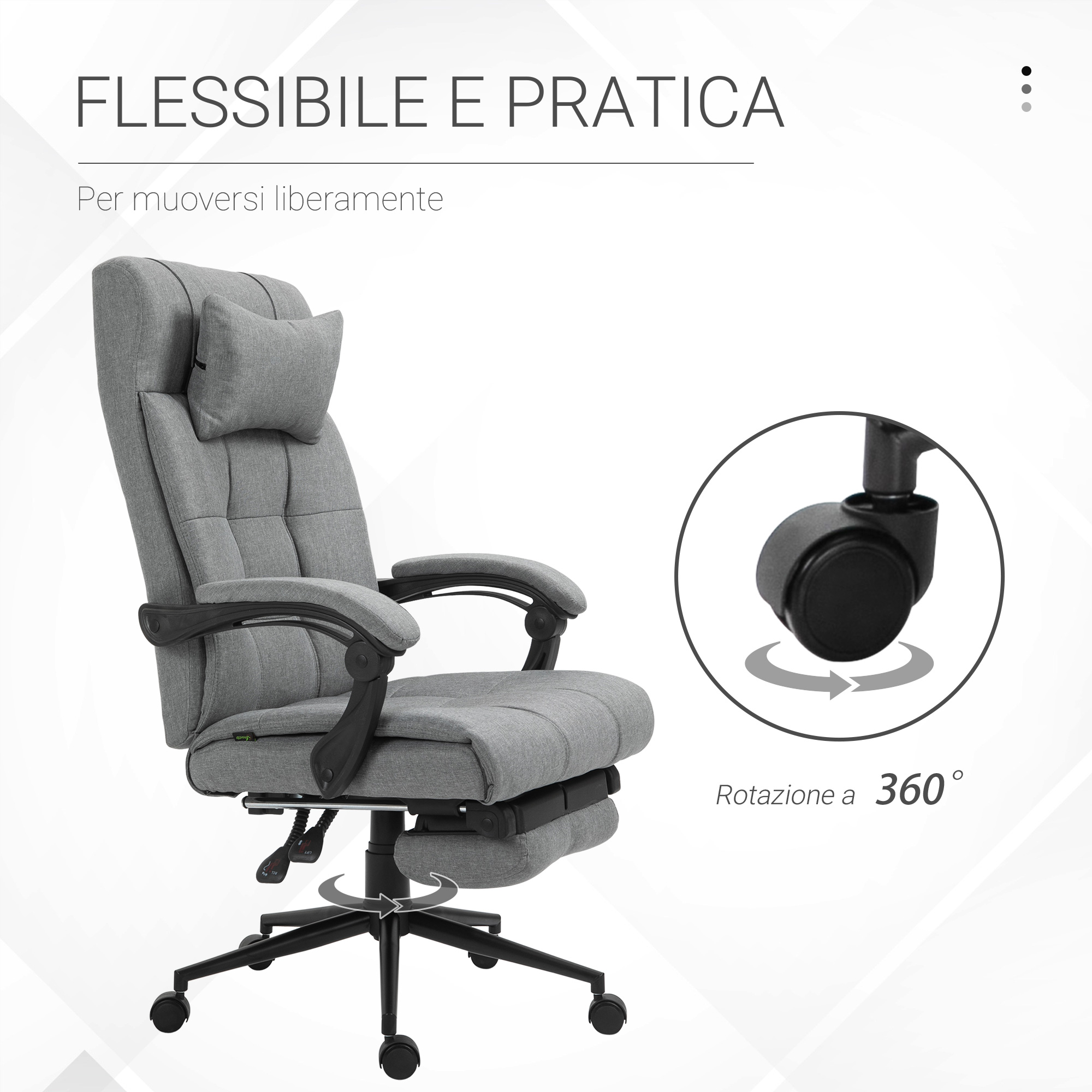 VECELO Sedia da ufficio ergonomica con schienale adattabile