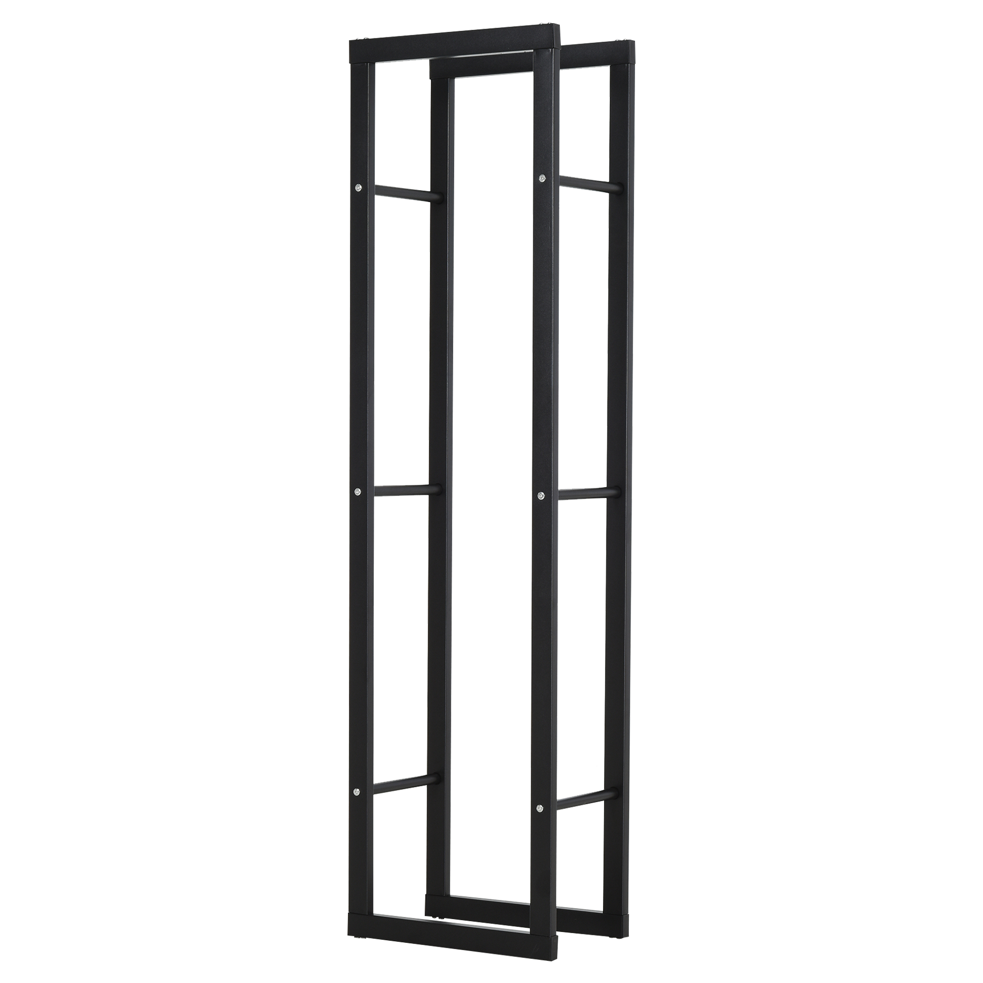 HOMCOM Metal Firewood Log Holder Tall Firewood Rack Indoor Outdoor Fireplace Wood Storage Shelf with Side Rails, Rust-Resistant, Black, 40W x 25D x 150H cm