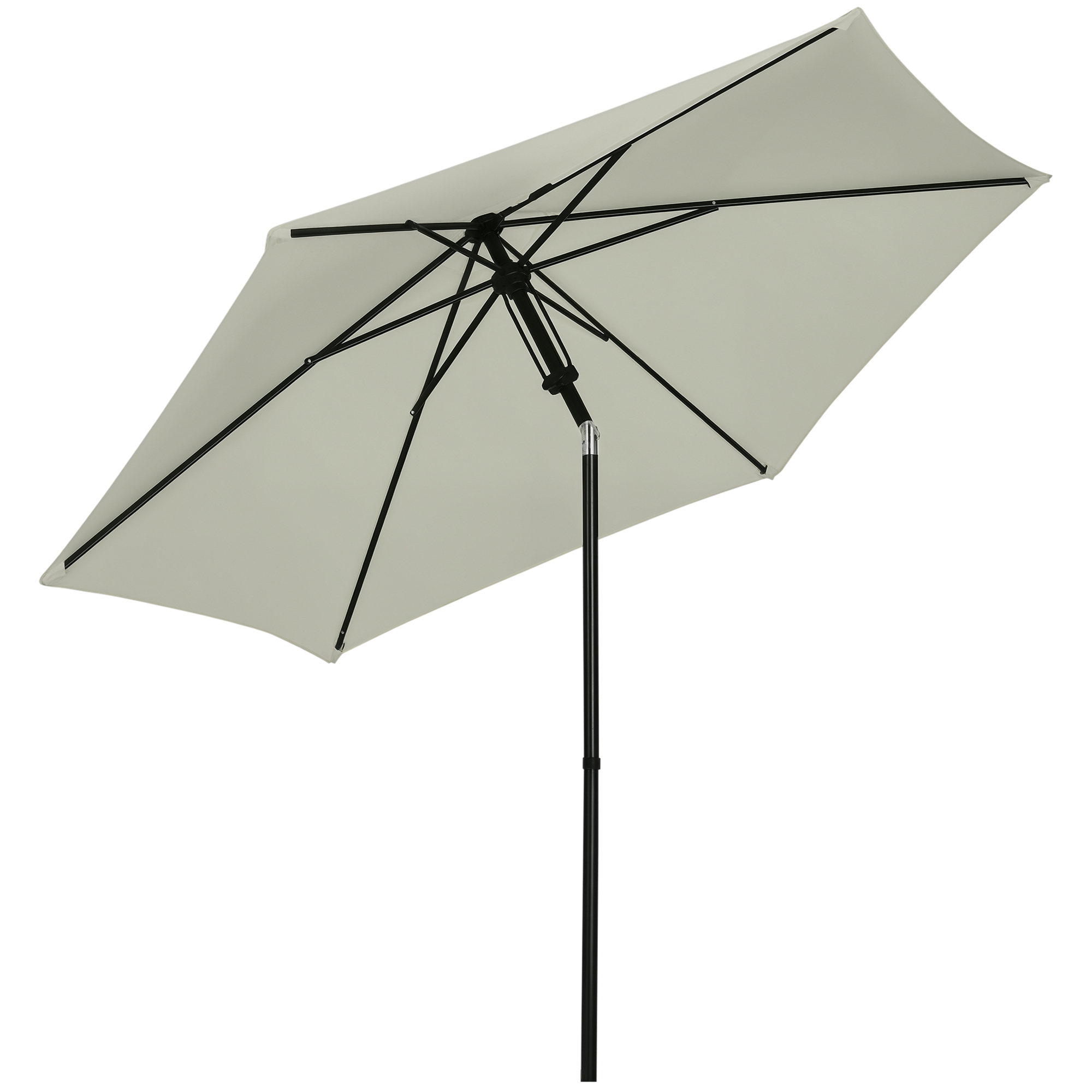 Outsunny Parasol Jardin Poussée Manuelle Aération Polyester Haute Densité 180g/m² Gris Clair Aosom France
