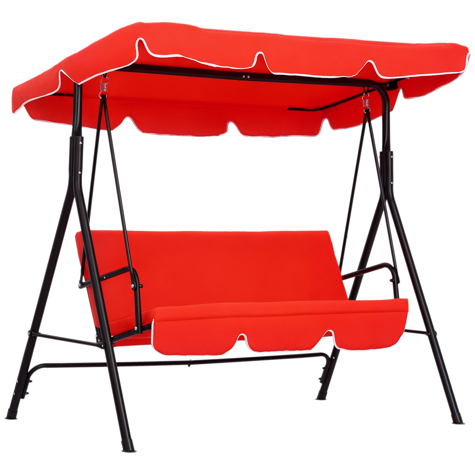 Outsunny Balancelle de Jardin 3 Places Rouge avec Toit Imperméable Inclinable en Acier Aosom France