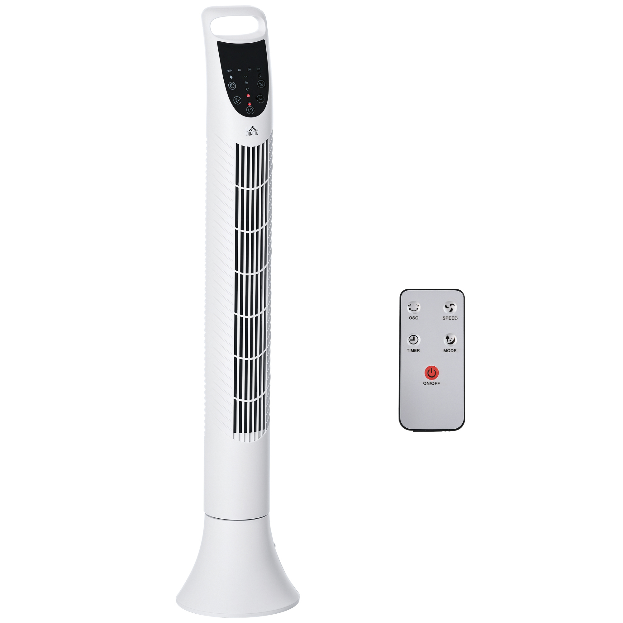 HOMCOM Ventilateur colonne oscillant silencieux 40 W télécommande panneau contrôle tactile 3 vitesses hauteur 91,5 cm blanc Aosom France