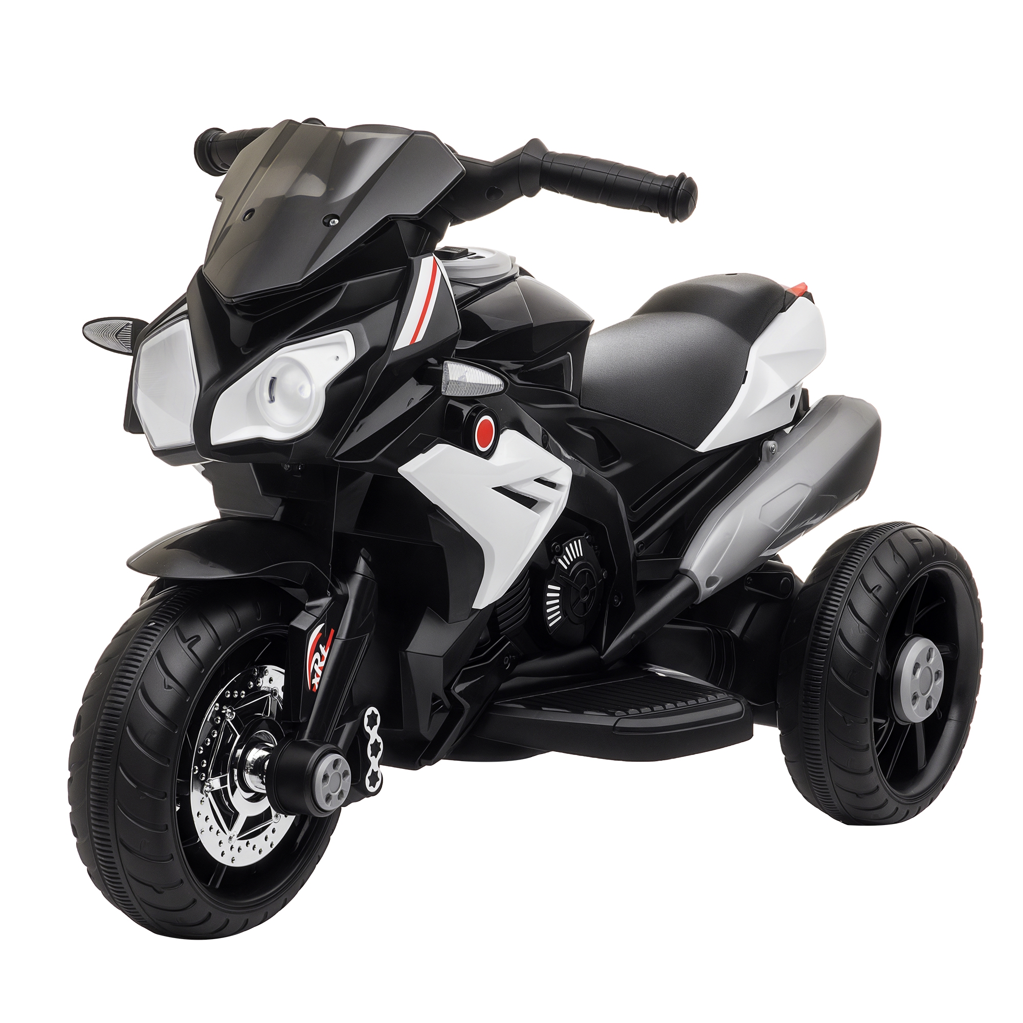 HOMCOM Moto électrique pour Enfants 3 ans 3 Roues 6 V 3 Km/h Effets Lumineux et sonores Noir