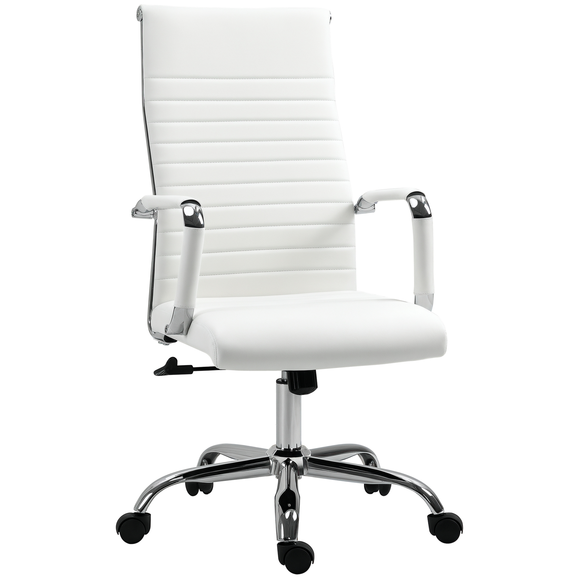 Vinsetto Sedia da Ufficio Ergonomica in Finta Pelle, Seduta Girevole e Dondolo, 54x62x104-114 cm, Bianco   Aosom Italy