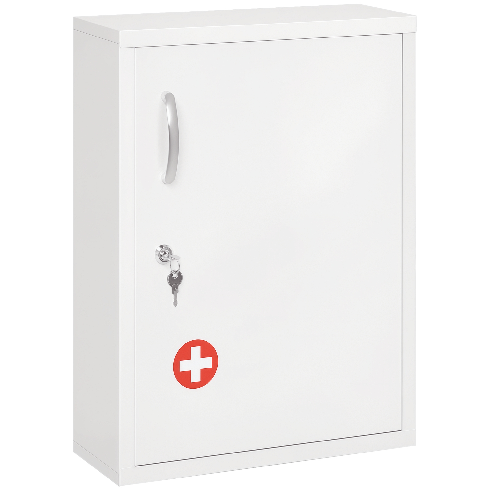 kleankin Dulap pentru Medicamente cu 3 Polițe cu Încuietoare și 2 Chei de Siguranță, Dulap din Oțel pentru Medicamente, 40x15x53,5 cm, Alb