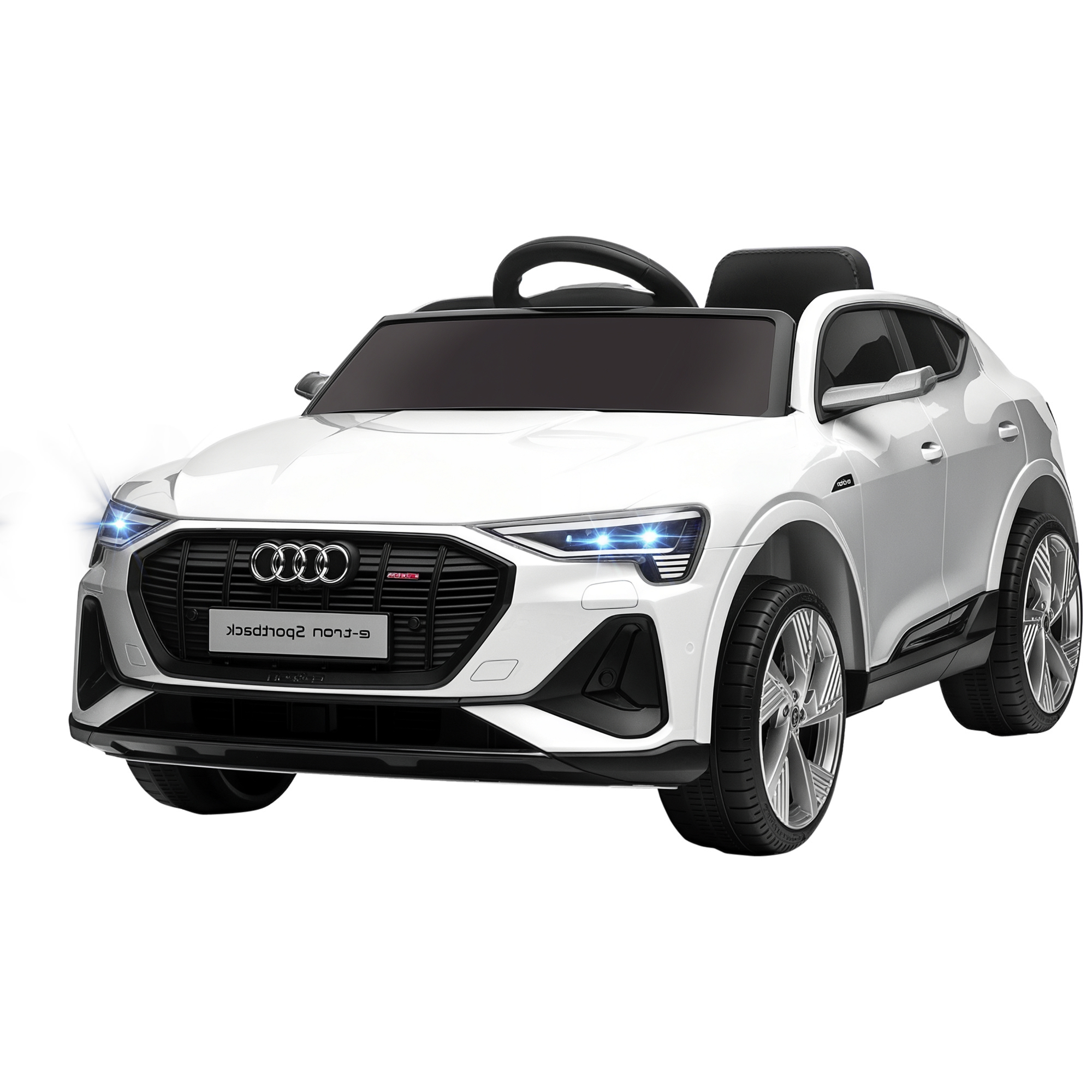 HOMCOM Voiture électrique Enfant e-tron Sportback S Line 12 V - V. Max. 5 Km/h - Effets sonores, Lumineux - télécommande, Port USB, MP3 - Blanc