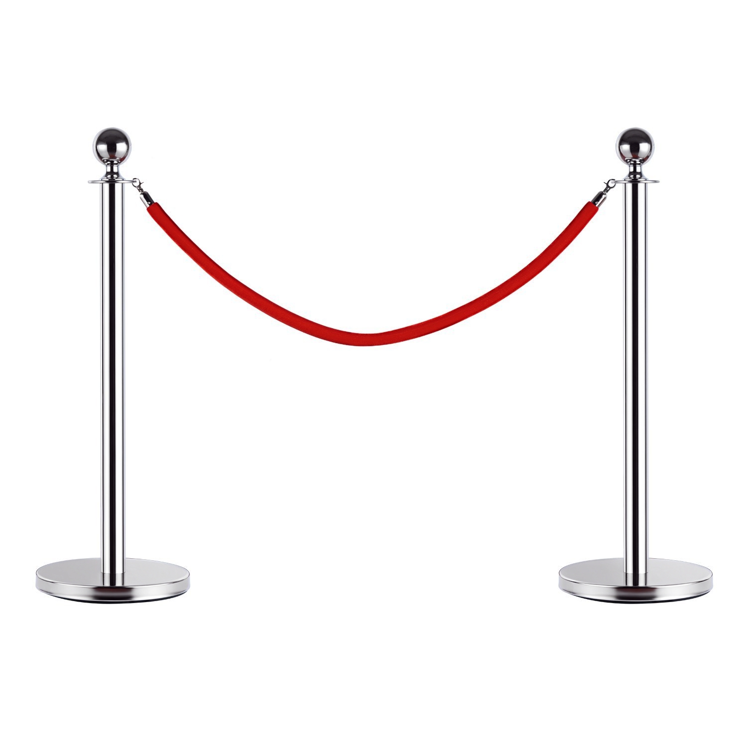 Image of HomCom Colonnine Segnapercorso Separacode Transenne Paletti di Delimitazione con Corde Rosso, in Acciaio Inox, Diametro 32 x 95CM Aosom006