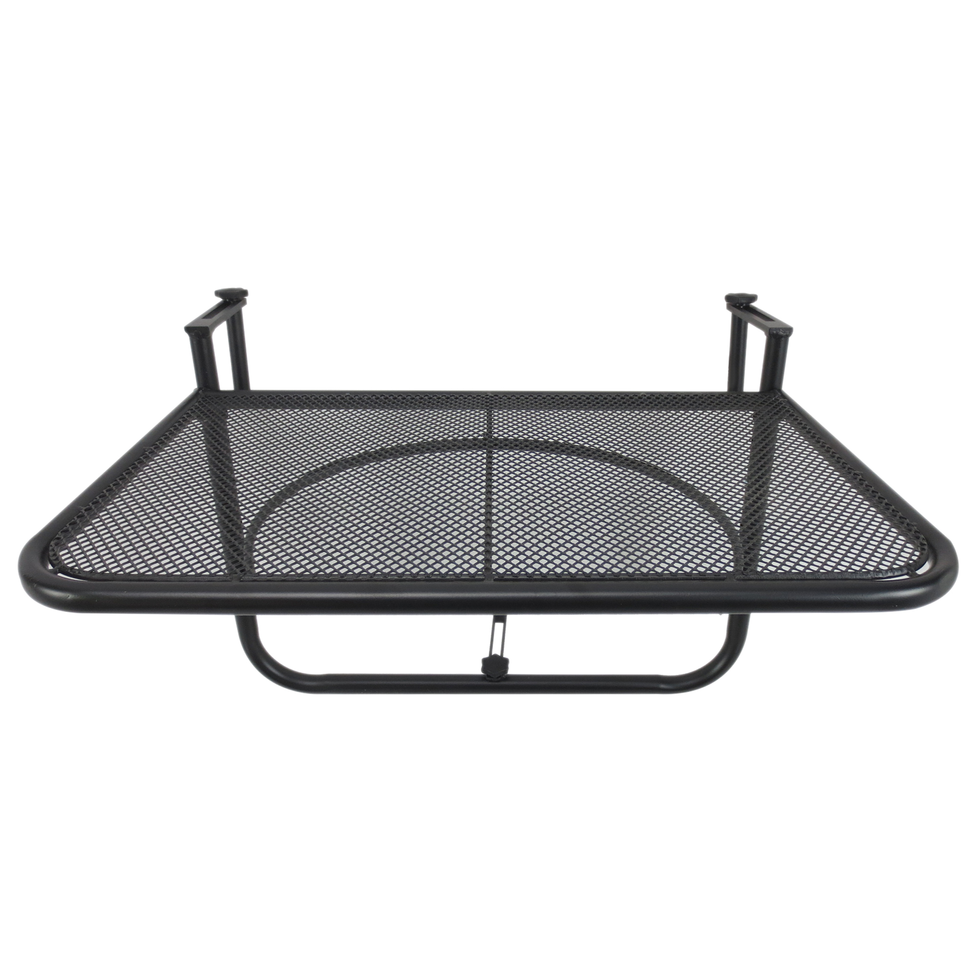 Outsunny Mesa Colgante Mesa de Balcón con Brazo Regulable y Altura Ajustable en 3 Posiciones Marco Metálico 60x56,5x45 cm Negro   Aosom España