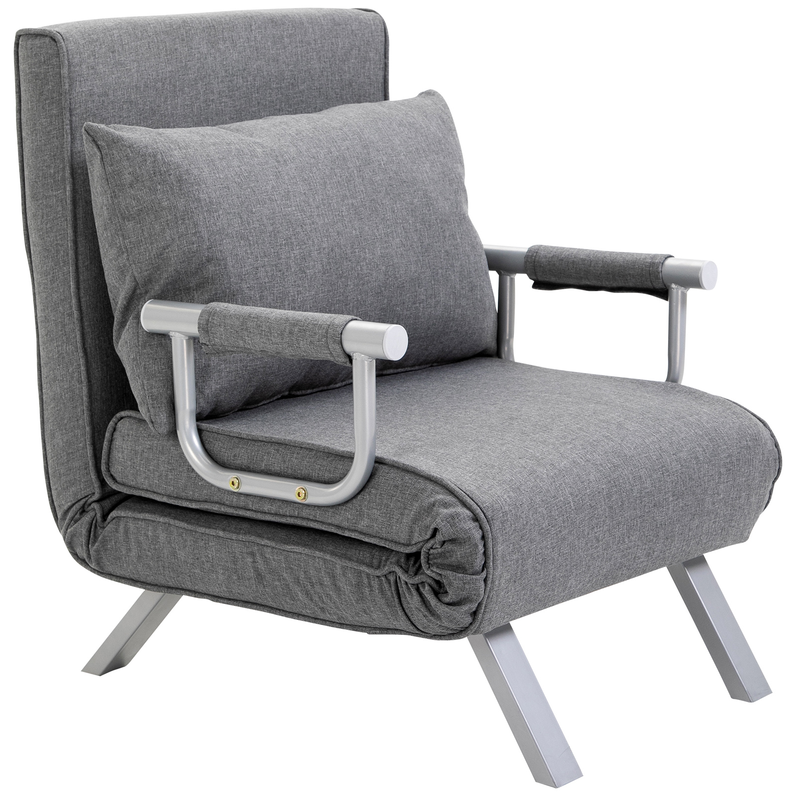HOMCOM Sillón Relax con Función de Cama, 65 cm x 69 cm x 80 cm, Gris