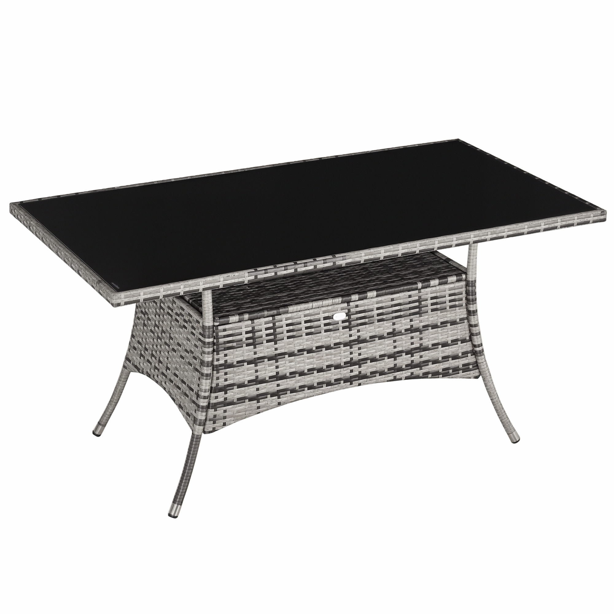 Outsunny Gartentisch Polyrattan Glastisch 150x85x74cm mit Sicherheitsglas i günstig online kaufen