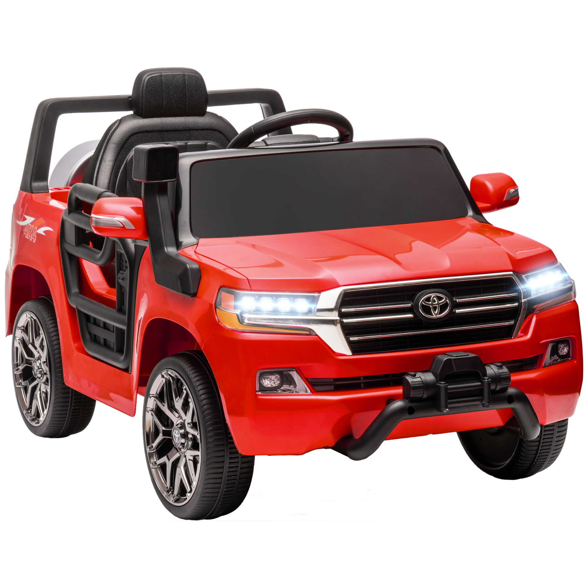 AIYAPLAY Coche Eléctrico para Niños de +3 Años Toyota LAND CRUISER con Batería 12V Mando a Distancia y Música MP3 Rojo