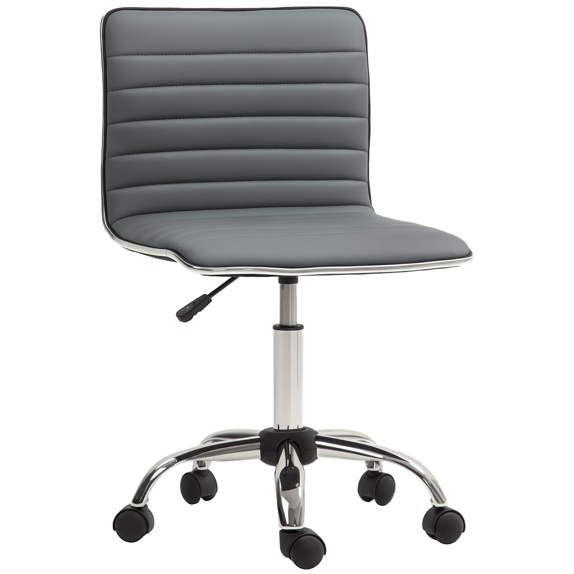 Image of HOMCOM Sedia da Ufficio Ergonomica in Pelle PU con Altezza Regolabile, Seduta Girevole e Ruote, Grigio Scuro006