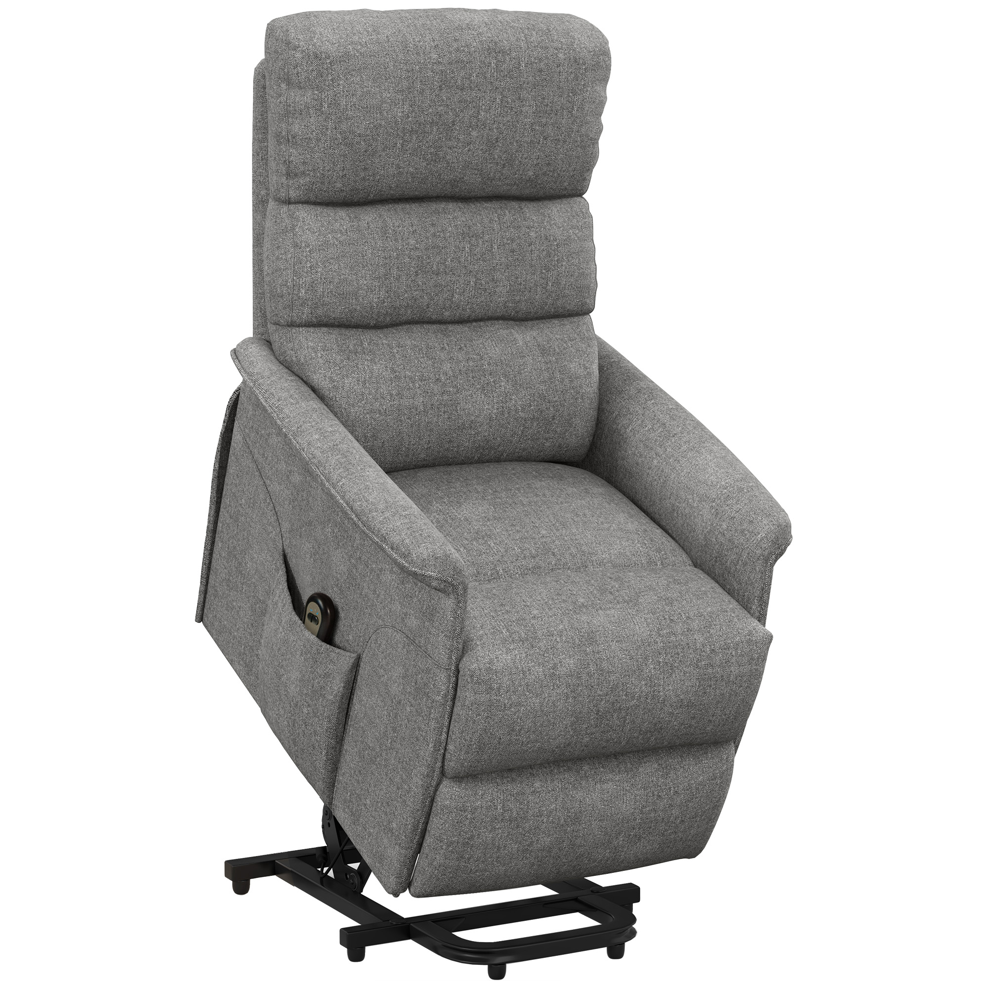 HOMCOM Sillón Relax Reclinable Eléctrico Levanta Personas con Mando a Distancia y Bolsillo Lateral Sillón Elevador Gris