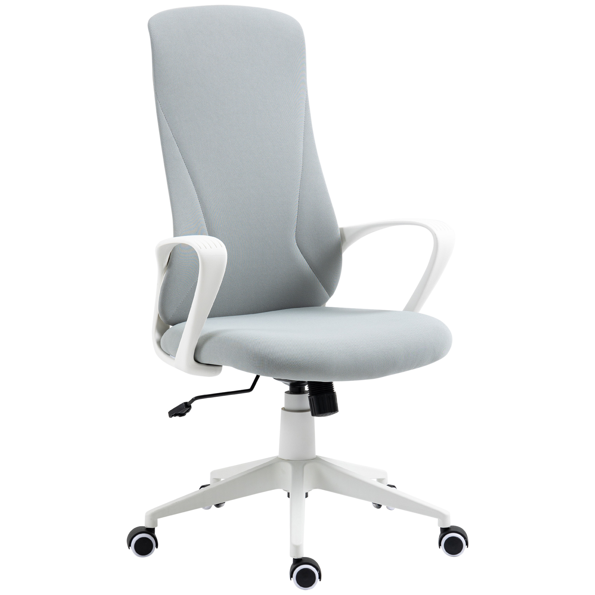 Fauteuil de bureau ergonomique avec accoudoirs et roulettes - fonction inclinaison et hauteur réglable - gris clair