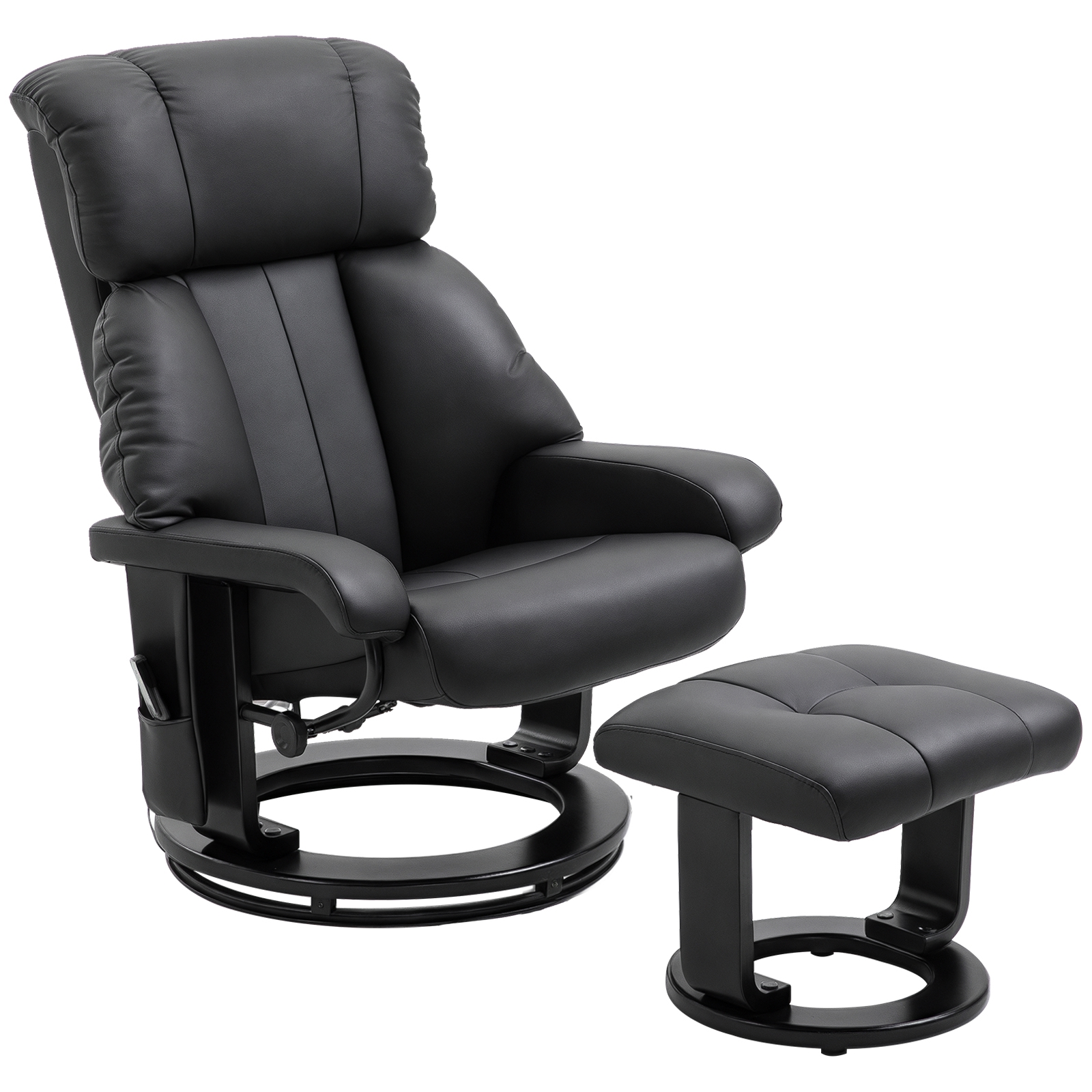 Image of HOMCOM Poltrona Massaggiante con Pouf Poggiapiedi e Telecomando, Reclinabile, Poltrona Relax Imbottita in Similpelle, Nero Aosom cod005