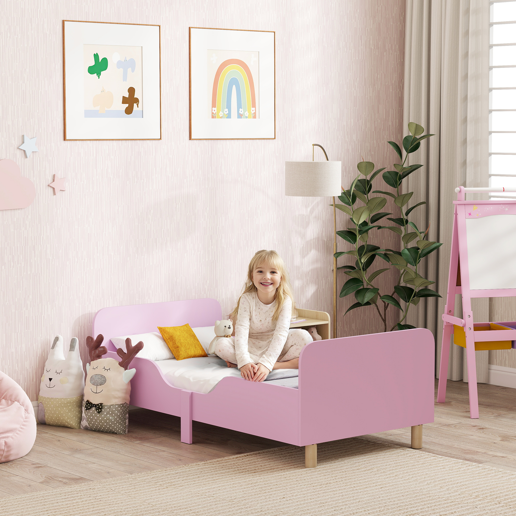 AIYAPLAY Kinderbett mit Rausfallschutz, Lattenrost, 140 x 70 cm Jugendbett günstig online kaufen