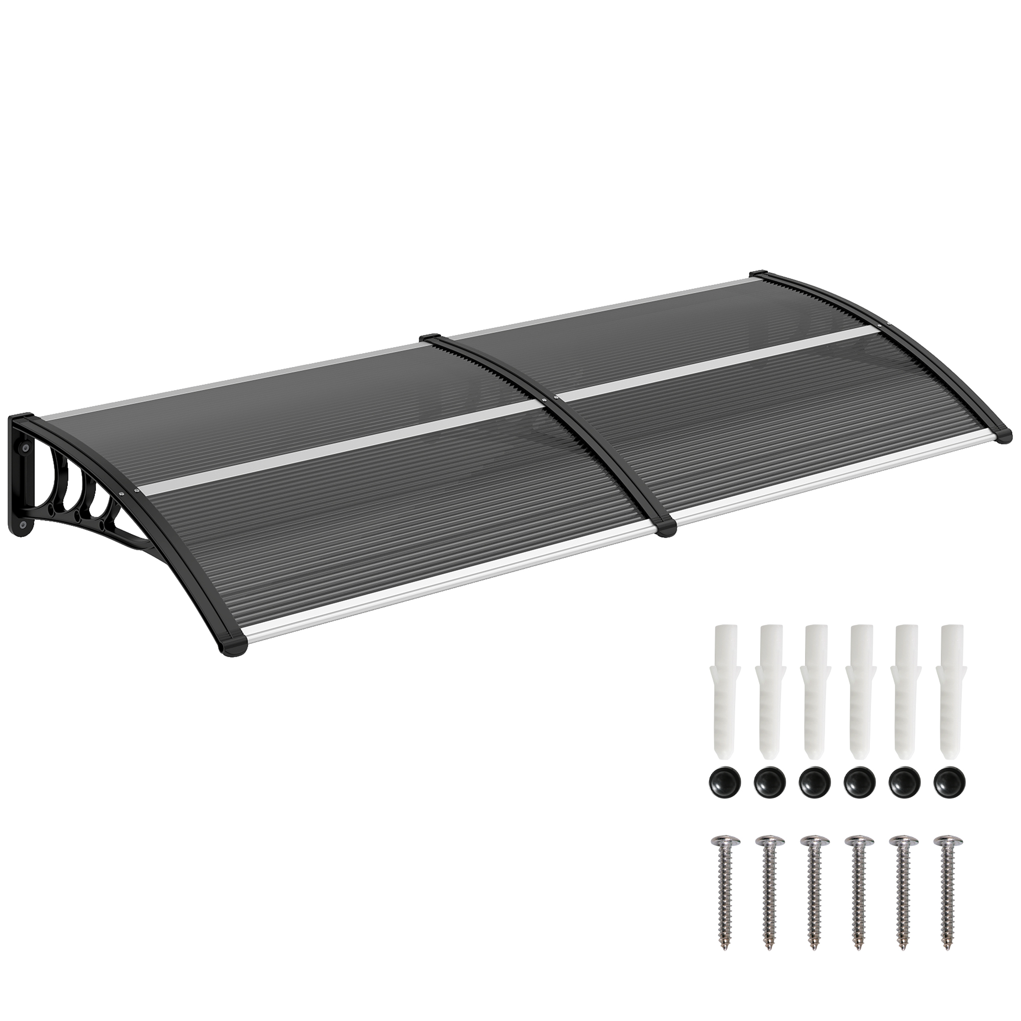 Outsunny Front Door Canopy Outdoor Awning Aluminium Rigid Plastic Polycarbonate Rain Shelter UV Water Rain Resistant 196 x 75cm Black Outsunny Front Door Canopy Outdoor Awning Aluminium Rigid Plastic Polycarbonate Rain Shelter UV Water Rain Resistant 196 x 75cm Black