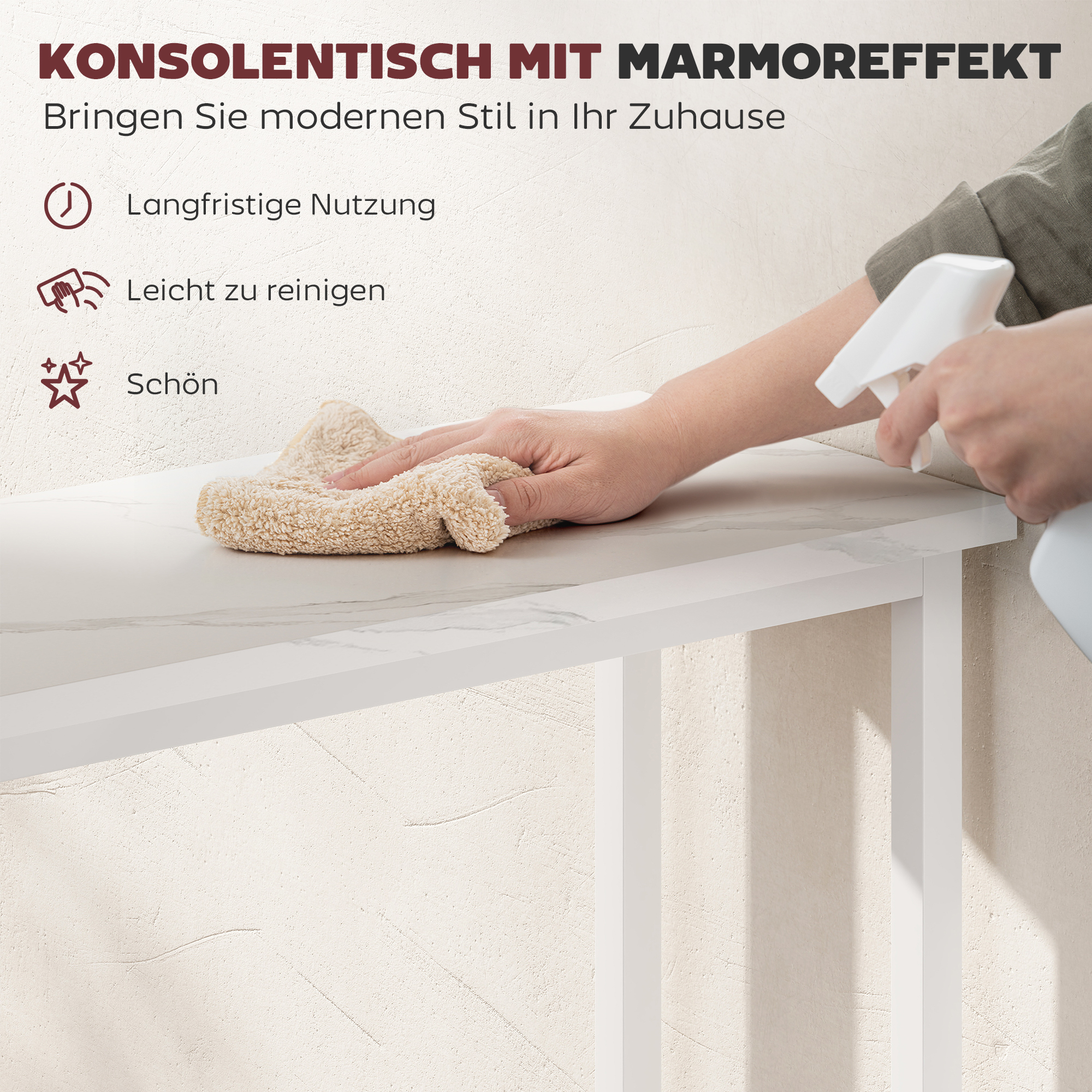 Konsoollaud, esikulaud reguleeritavate jalapadjadega, ümberkukkumiskaitsega, 75 x 24 x 76 cm, väikestesse ruumidesse, valge