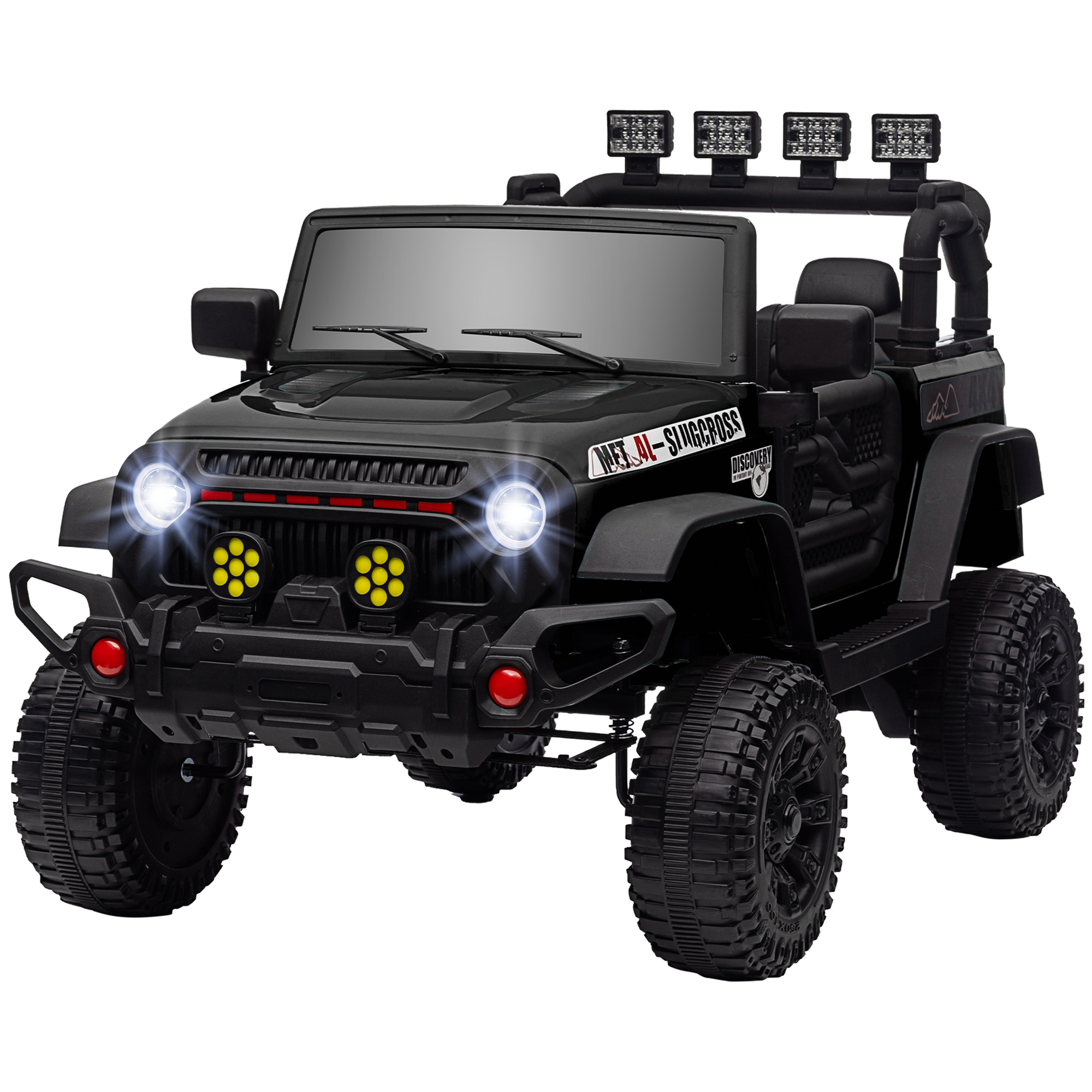 AIYAPLAY Elektroauto Kinder UTV mit 2,4G Fernbedienung und 2 Motoren 12 V, Kinderbuggy Elektroauto, 3 Geschwindigkeiten, Musik, Hupe, LED-Lichter, sanfter Start und stoßdämpfende Räder, 3-5 Jahre, Schwarz Aosom