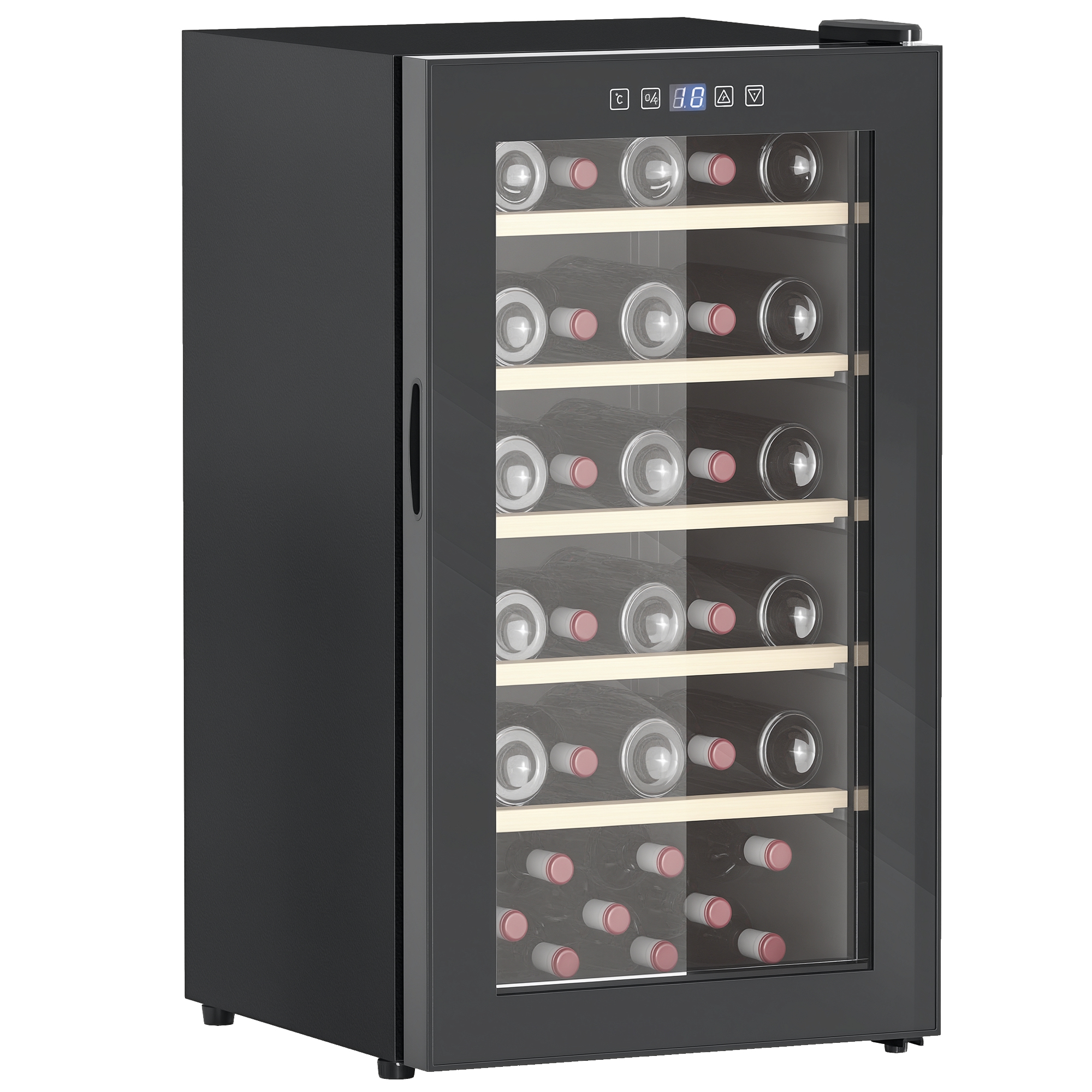 HOMCOM Cantinetta Vino Frigo per 41 Bottiglie, Capacità 91L, Controllo Temperatura e Ripiani in Legno, Nero