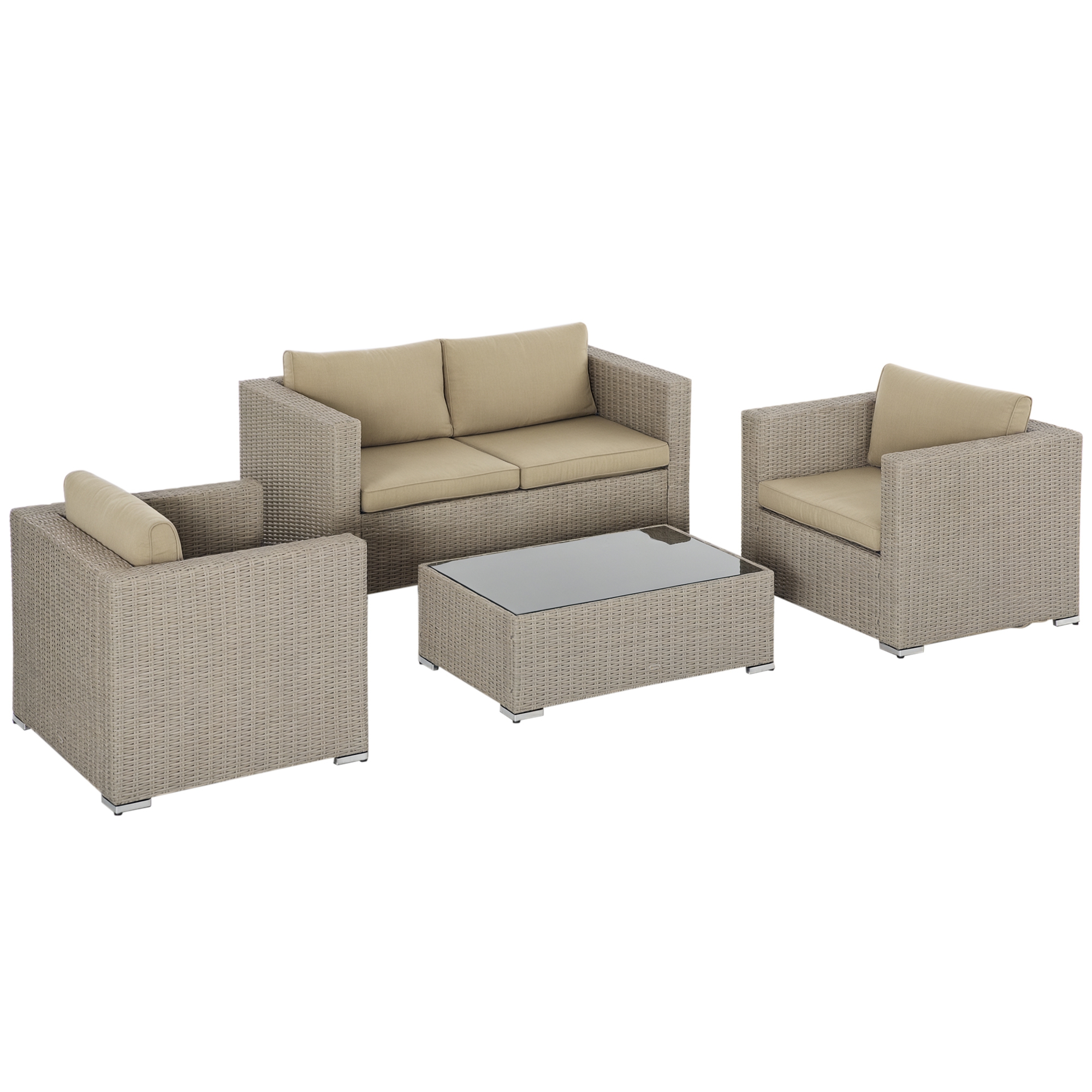 Outsunny Set Pz Salotto da Esterni in Rattan con Divano,