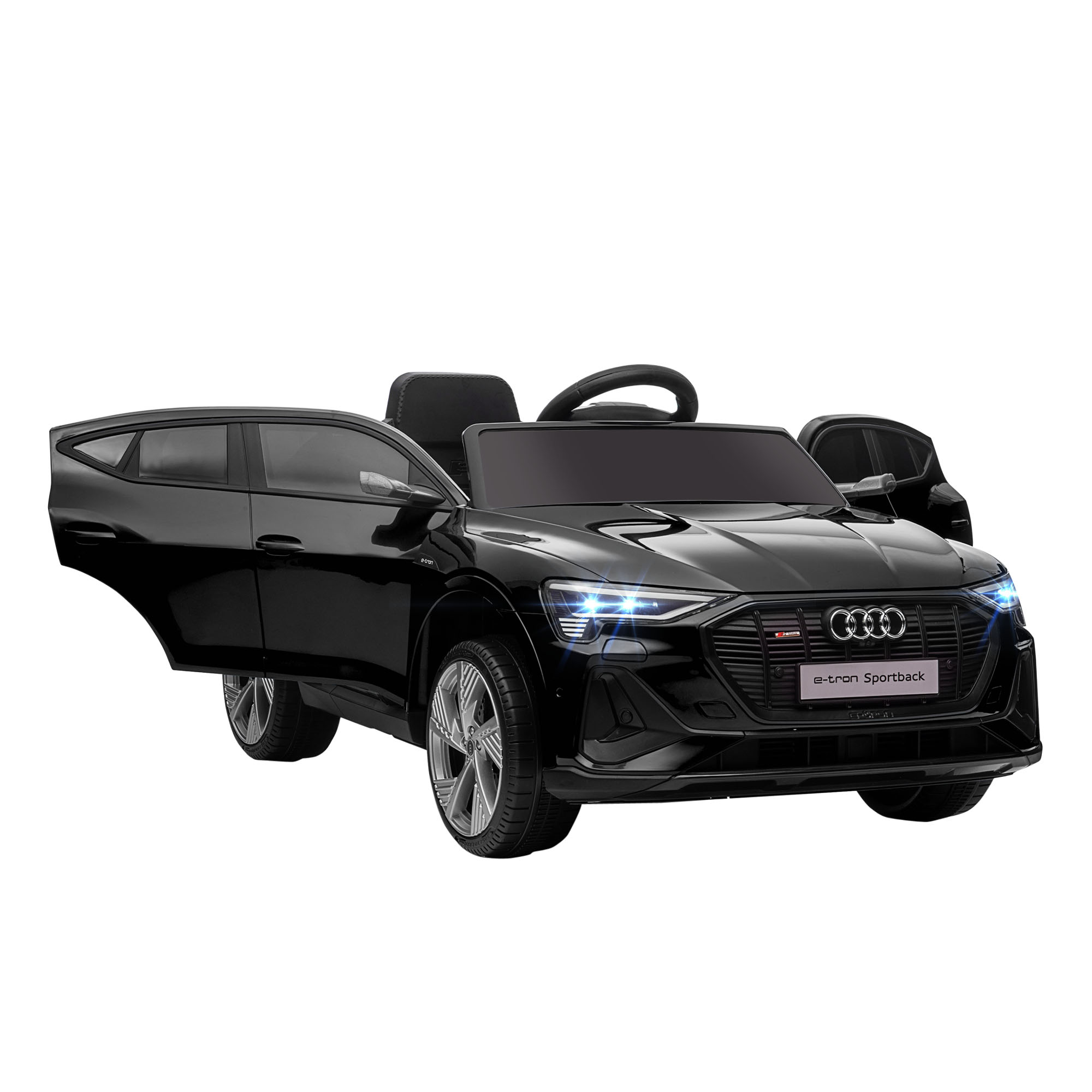 HOMCOM Coche de Batería para Niños 12V Audi E-tron con Mando a Distancia Faros Bocina Música Velocidad 3-5 km/h Negro   Aosom España