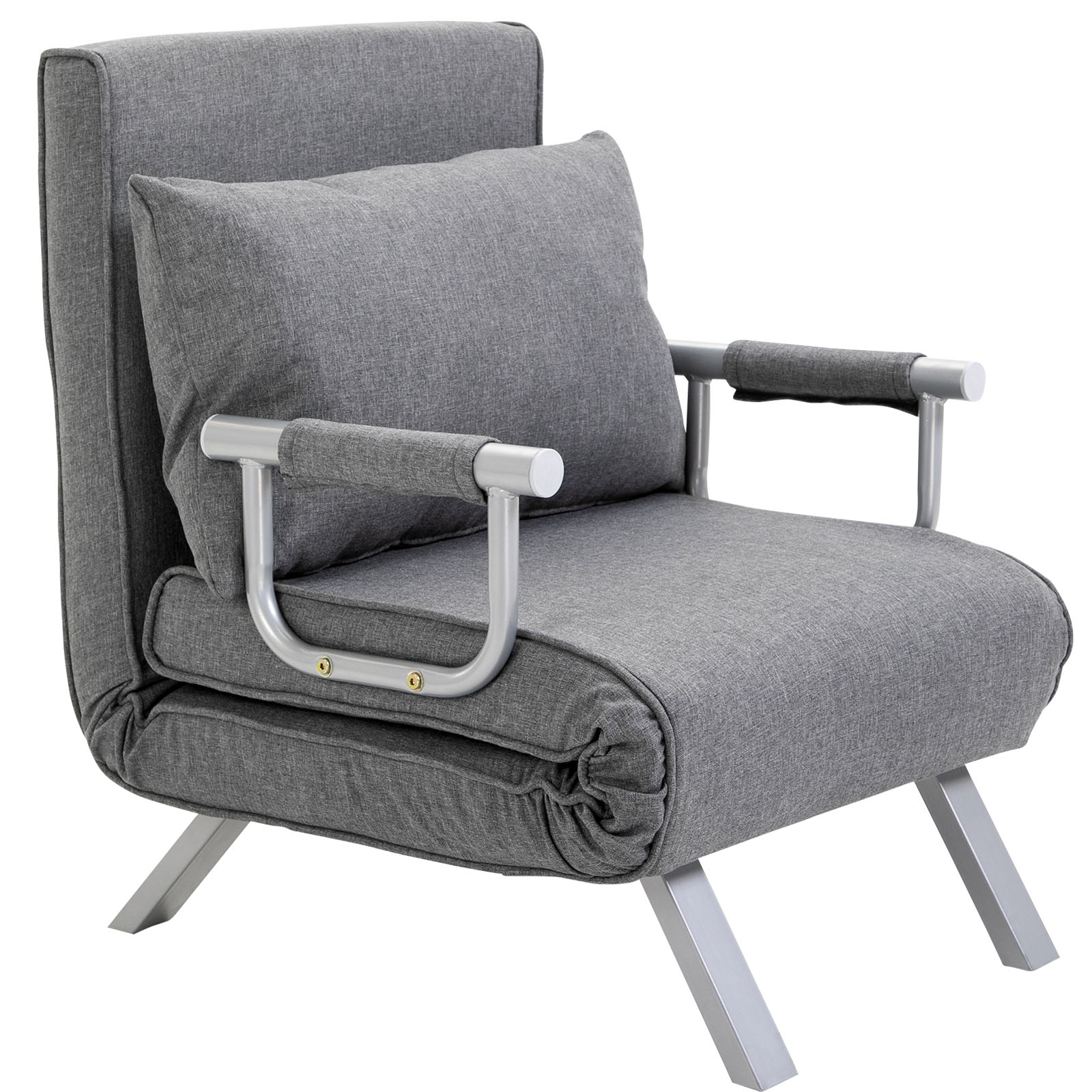 HOMCOM Fauteuil inclinable Fauteuil inclinable, Fonction lit d'appoint, 65 cm x 69 cm x 80 cm, Gris