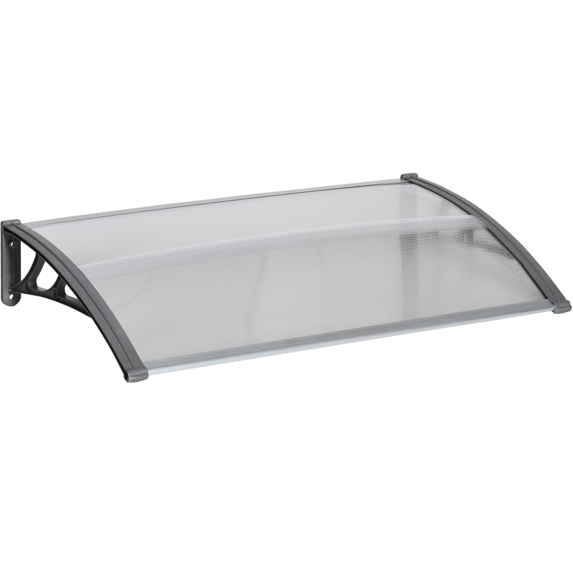 Outsunny Tejadillo de Protección 110x60 cm Tejadillo Exterior para Puertas y Ventanas contra Sol y Lluvia con Soporte Transparente | Aosom España