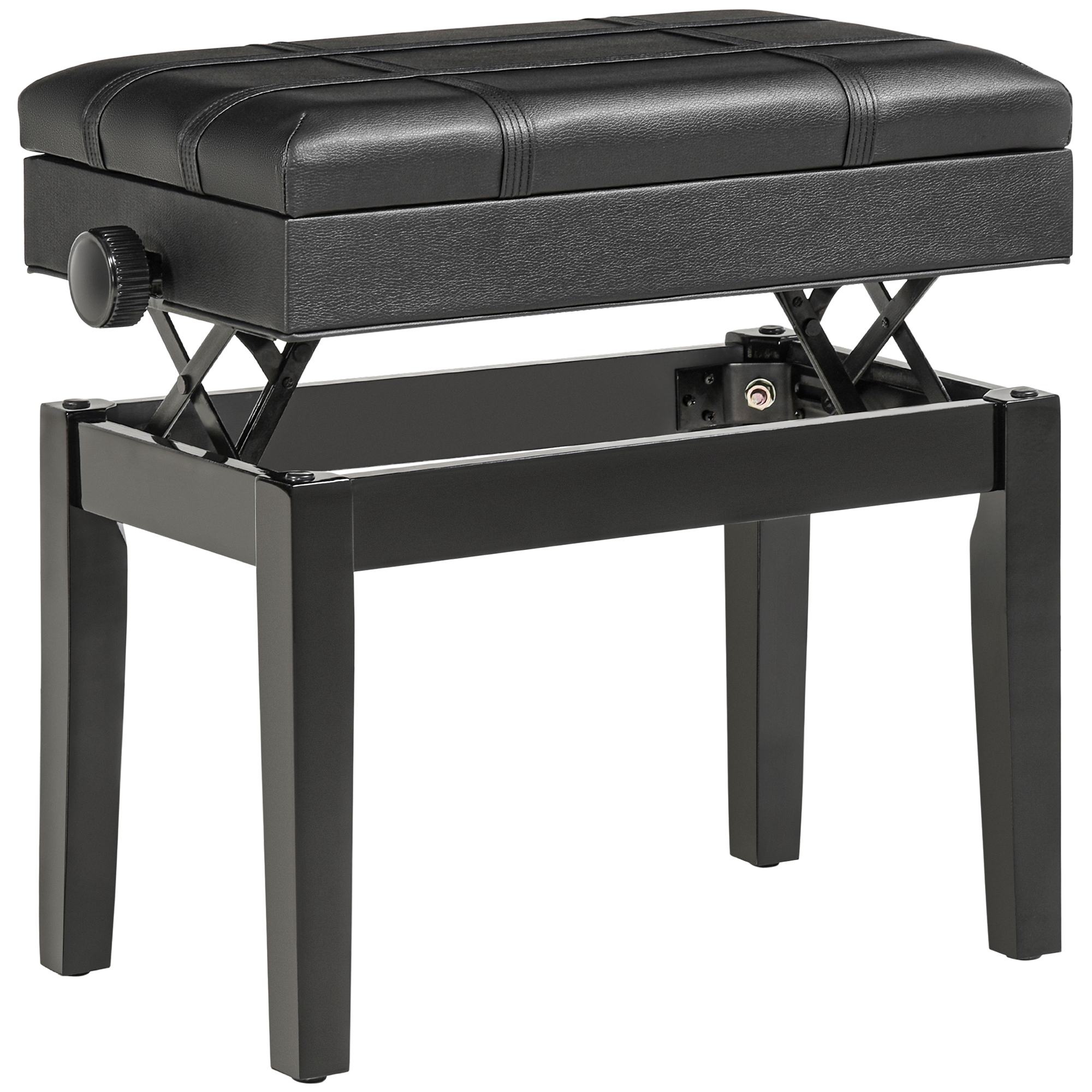 Tabouret Piano Pliable Audibax - Hauteur Réglable 43-48cm - Rembourré Similicuir - Noir