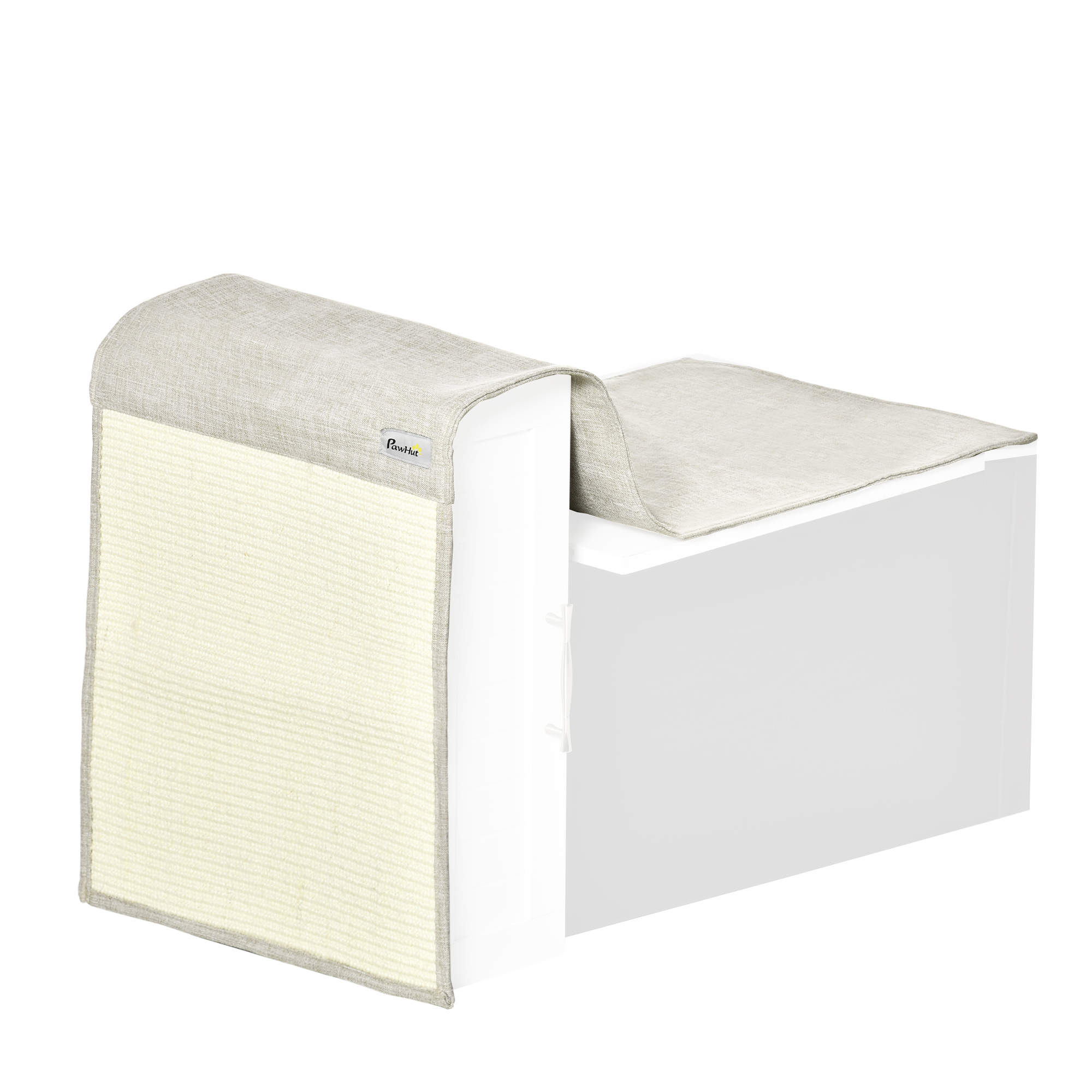 PawHut Krabmat, 2 stuks, krasbescherming voor bank, sisal, krabmat voor katten, stoel, bank, kattenkrabmat, beige grijs, 130 x 45 x 0,3 cm