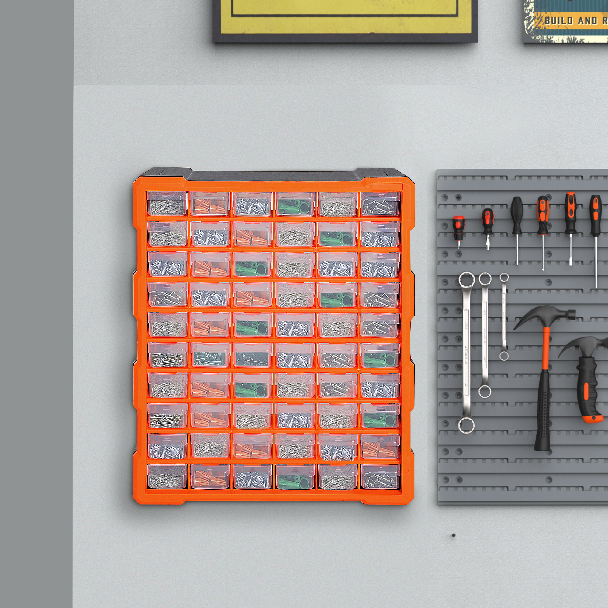 DURHAND sorteerbox kleine onderdelen magazijn onderdelen box opbergdoos 39 vakken groen 38 l x 16 b x 47,5 h