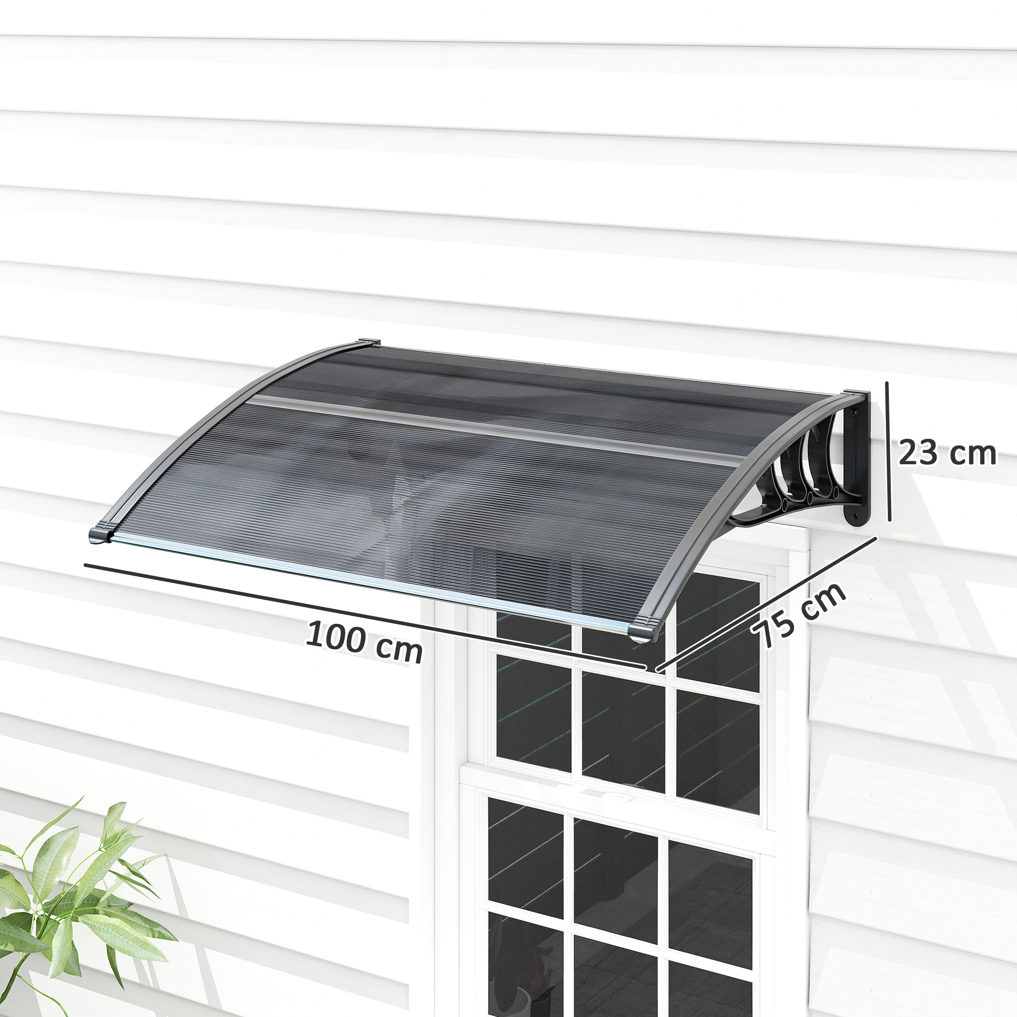 Varikatus, välisukse varikatus, katus sissepääsudele ja akendele, 100P x 75L x 23K cm, must