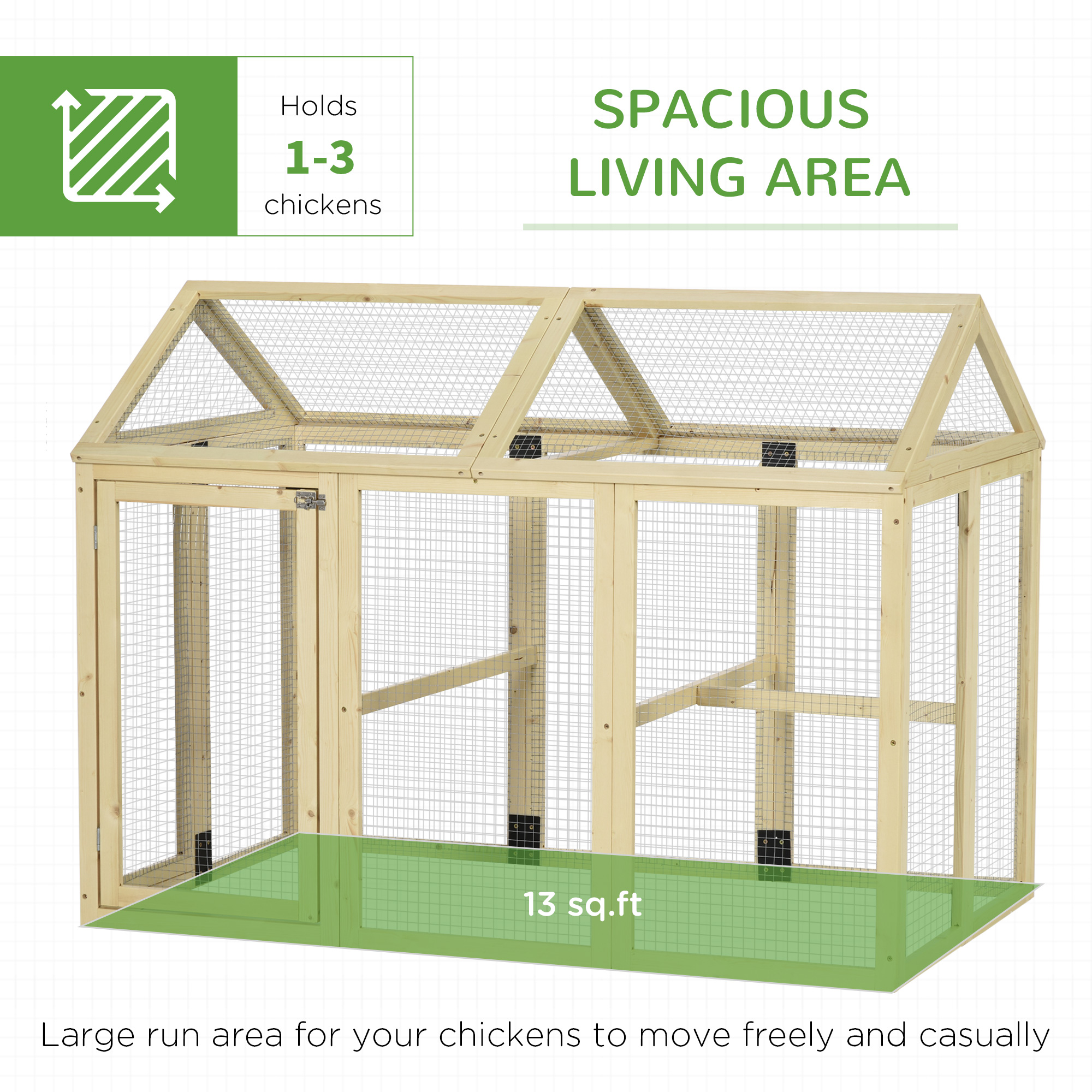 PawHut Large Chicken Run, Wooden Chicken coop, with Combinable Design Natural Wood Finish 4
