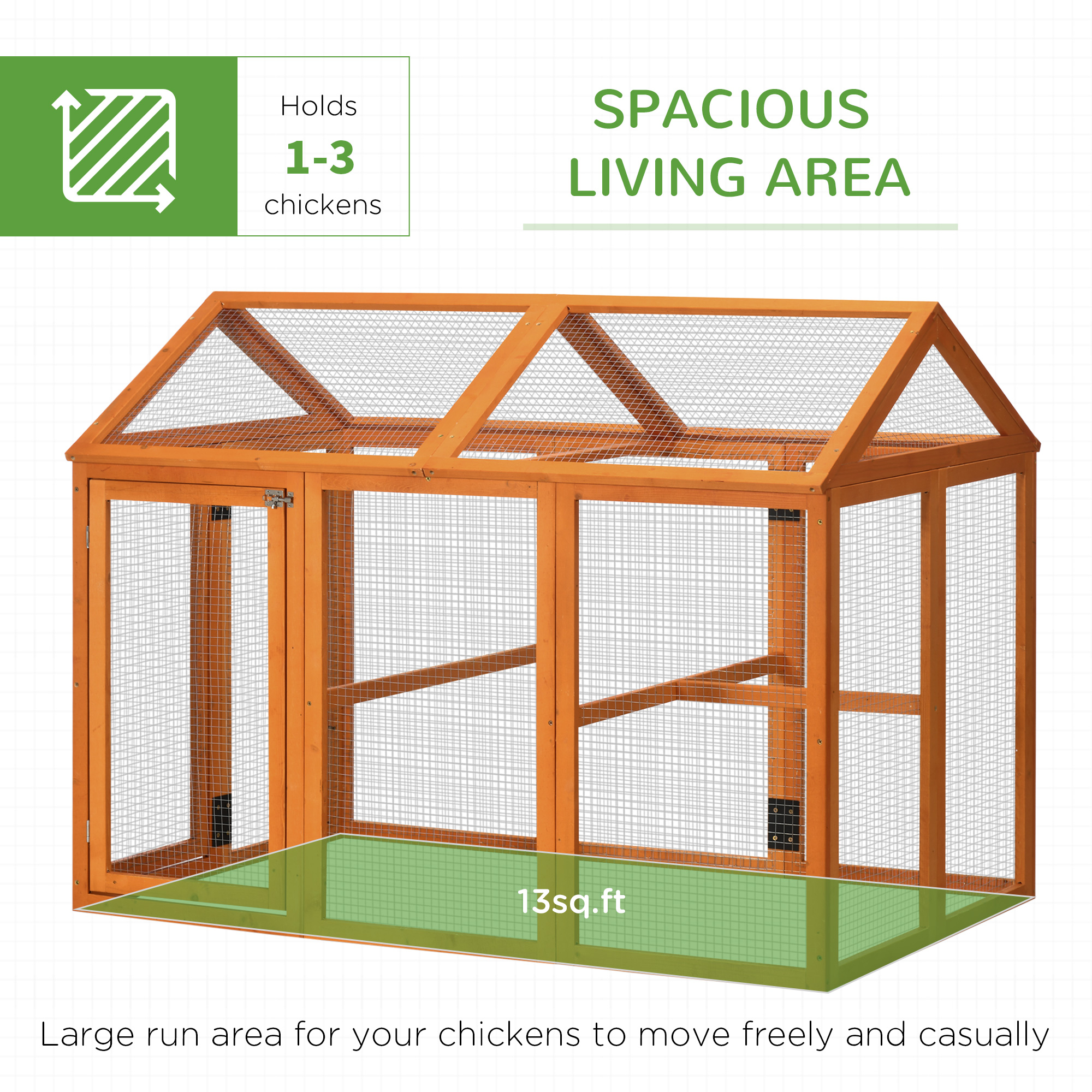 PawHut Large Chicken Run, Wooden Chicken coop, with Combinable Design Wood Effect 4