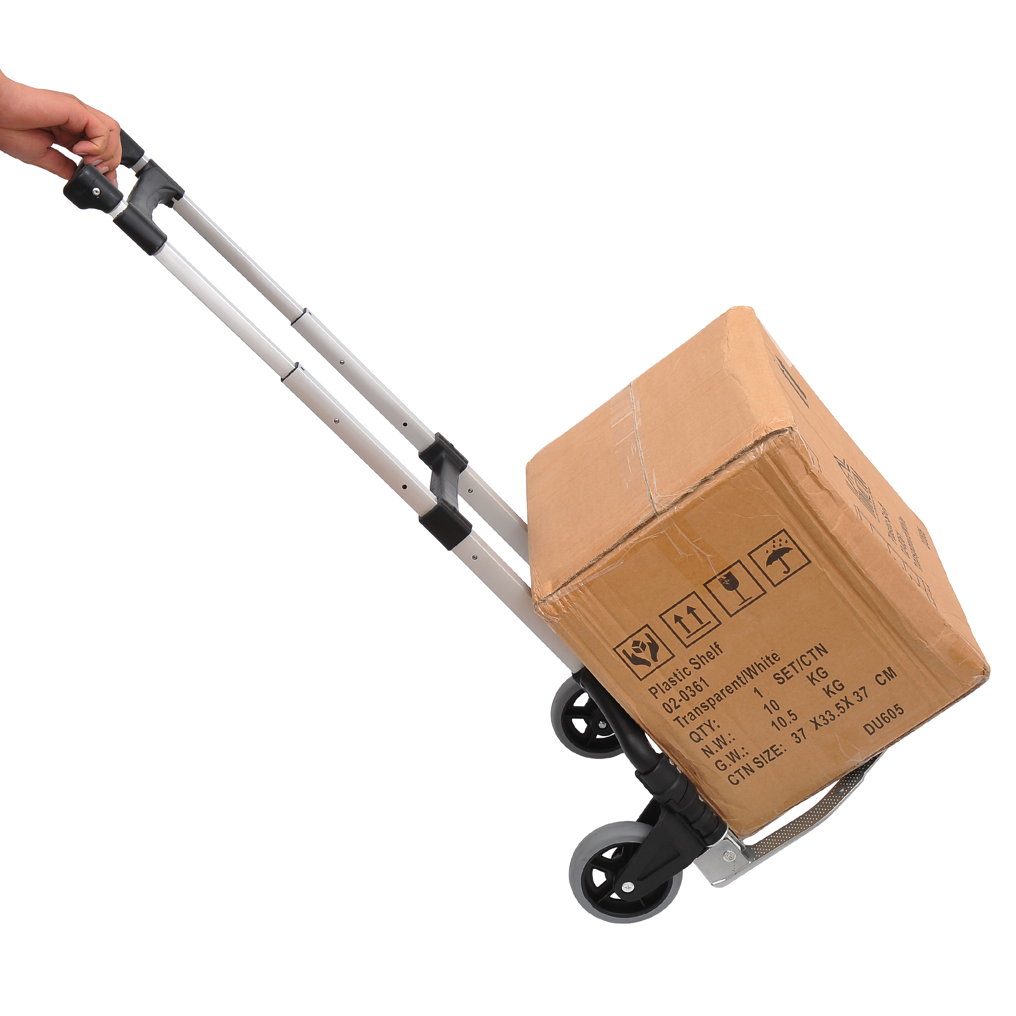 HOMCOM aluminium steekwagen, inklapbare transportkar, lichtgewicht, tot 70 kg, ideaal voor verhuizingen, 100 x 50 x 100 cm, zwart | Aosom.nl