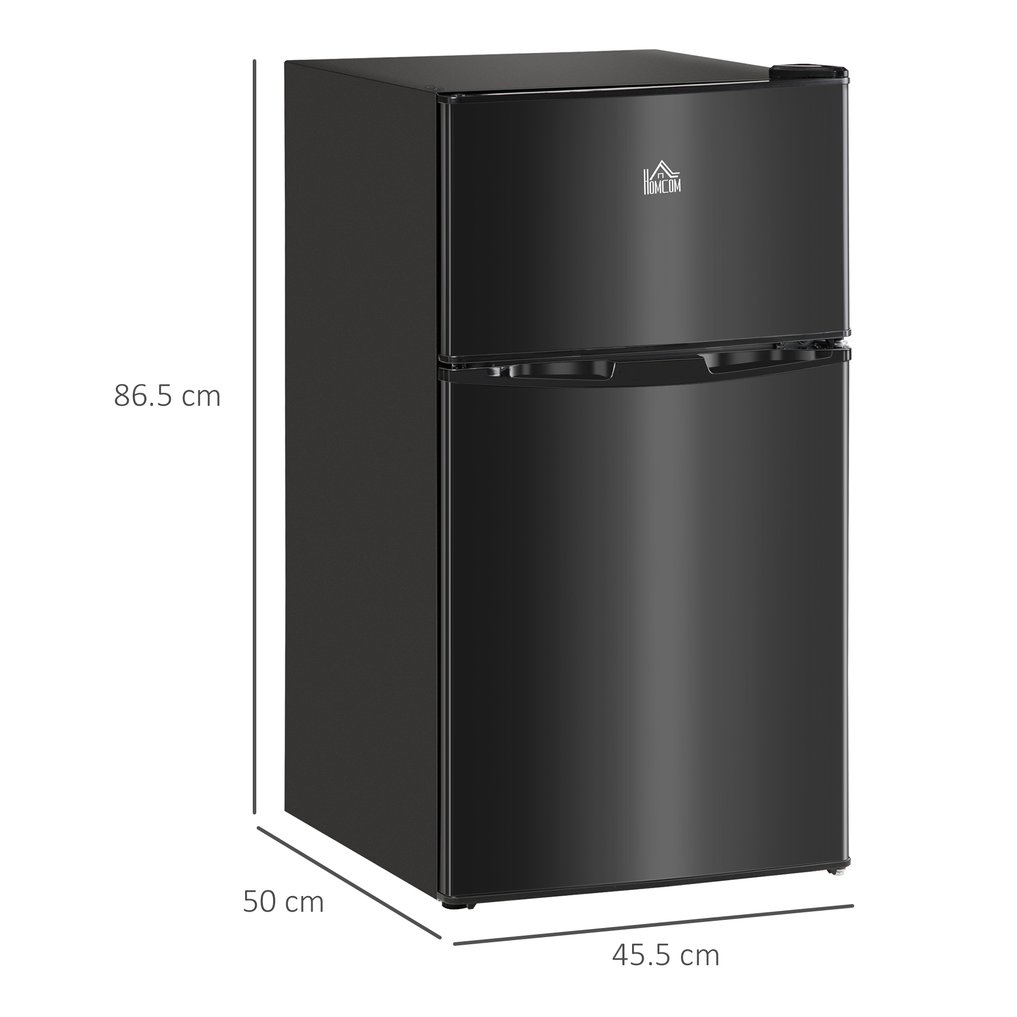 HOMCOM 88L Under Counter Fridge Freezer, Small Refrigerator with 5-Setting, 3 Star Freezer Rating, Black 3