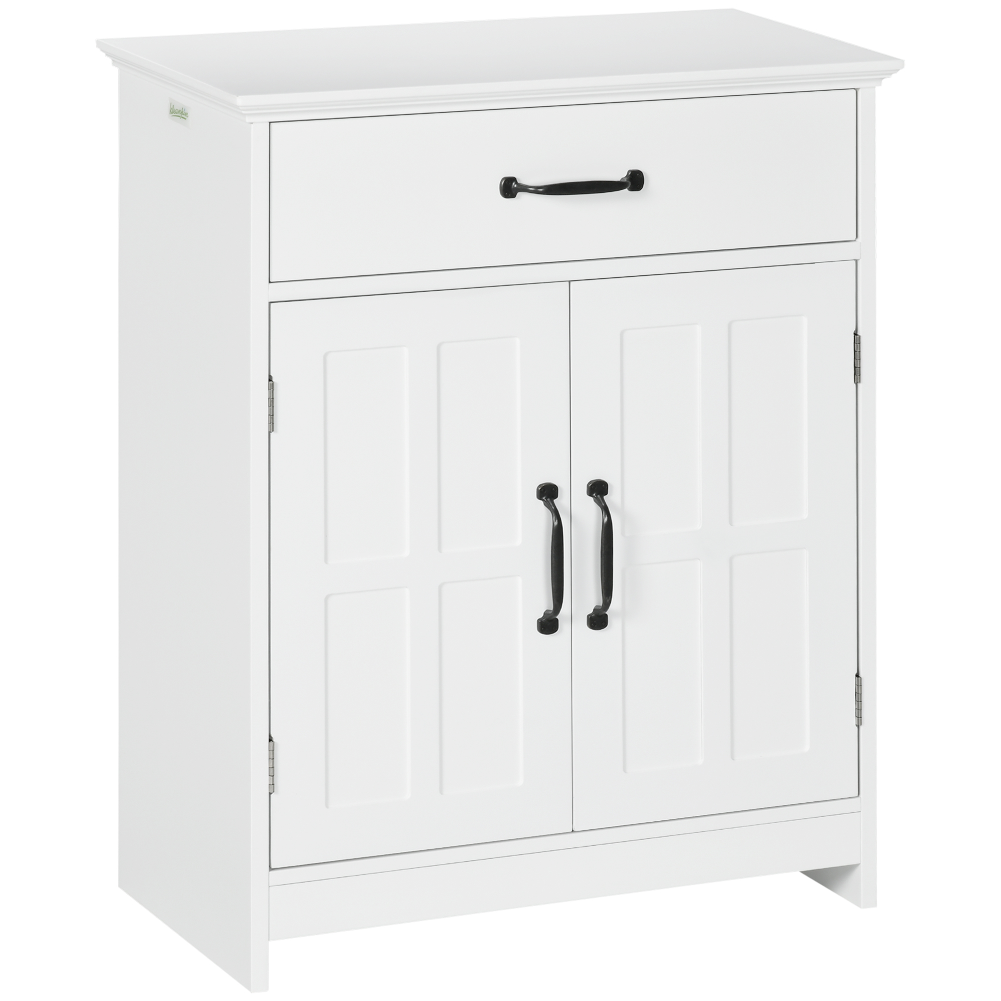 kleankin Mueble de baño, armario de baño de pie con doble puerta, cajón y estante ajustable, 60x30x75 cm, blanco