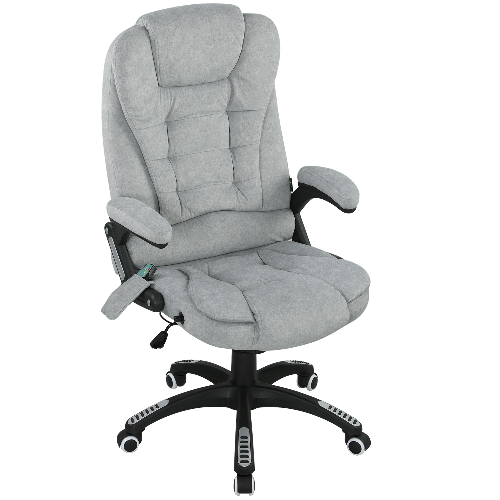 Vinsetto Chaise Bureau avec Massage de 6 Points avec Fonction Inclinable avec Chauffage Hauteur Ajustable 65x71x110-120 cm Gris