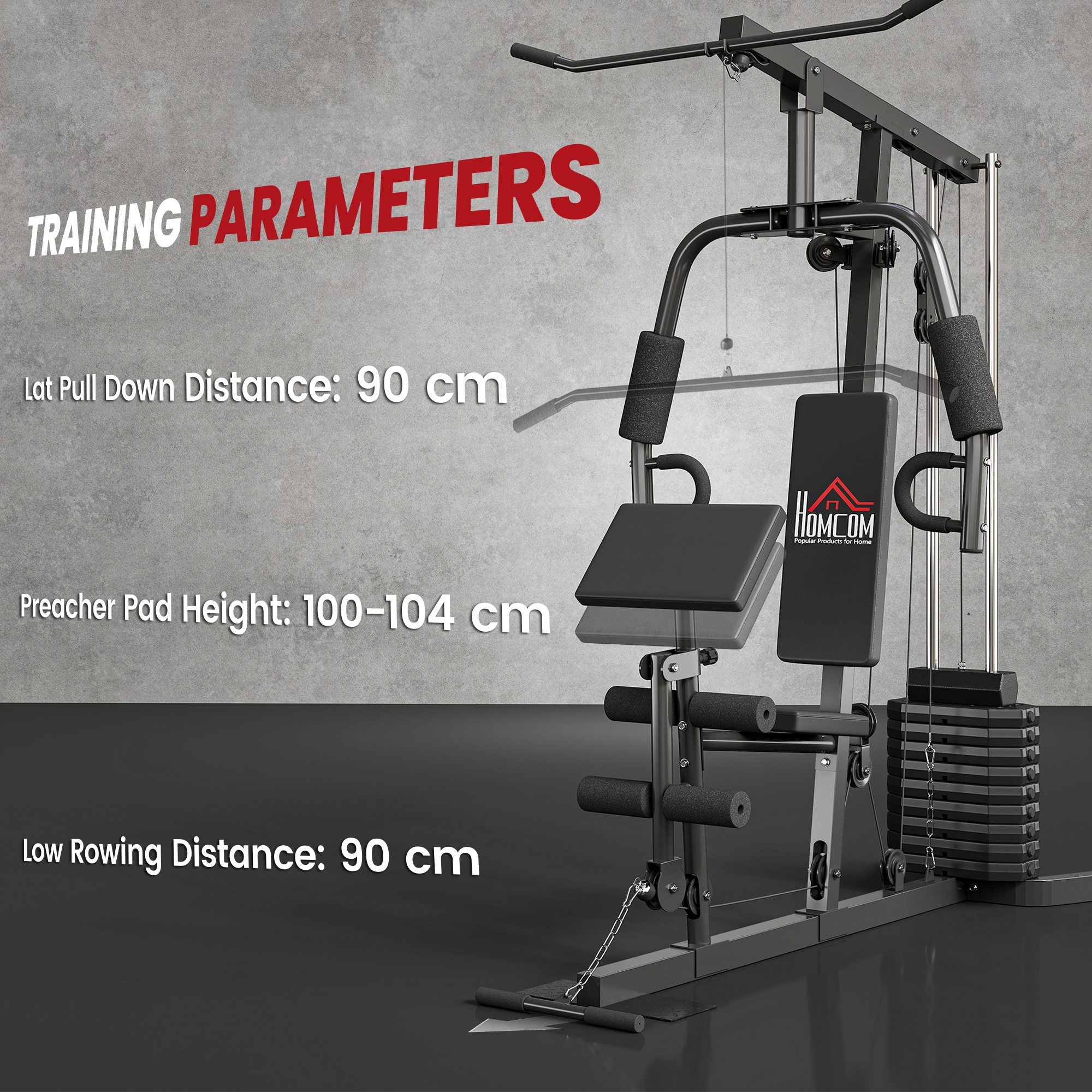 HOMCOM Multi-Exercise Gym Station, with 45kg Weight Stack, for Full Body Workout 7