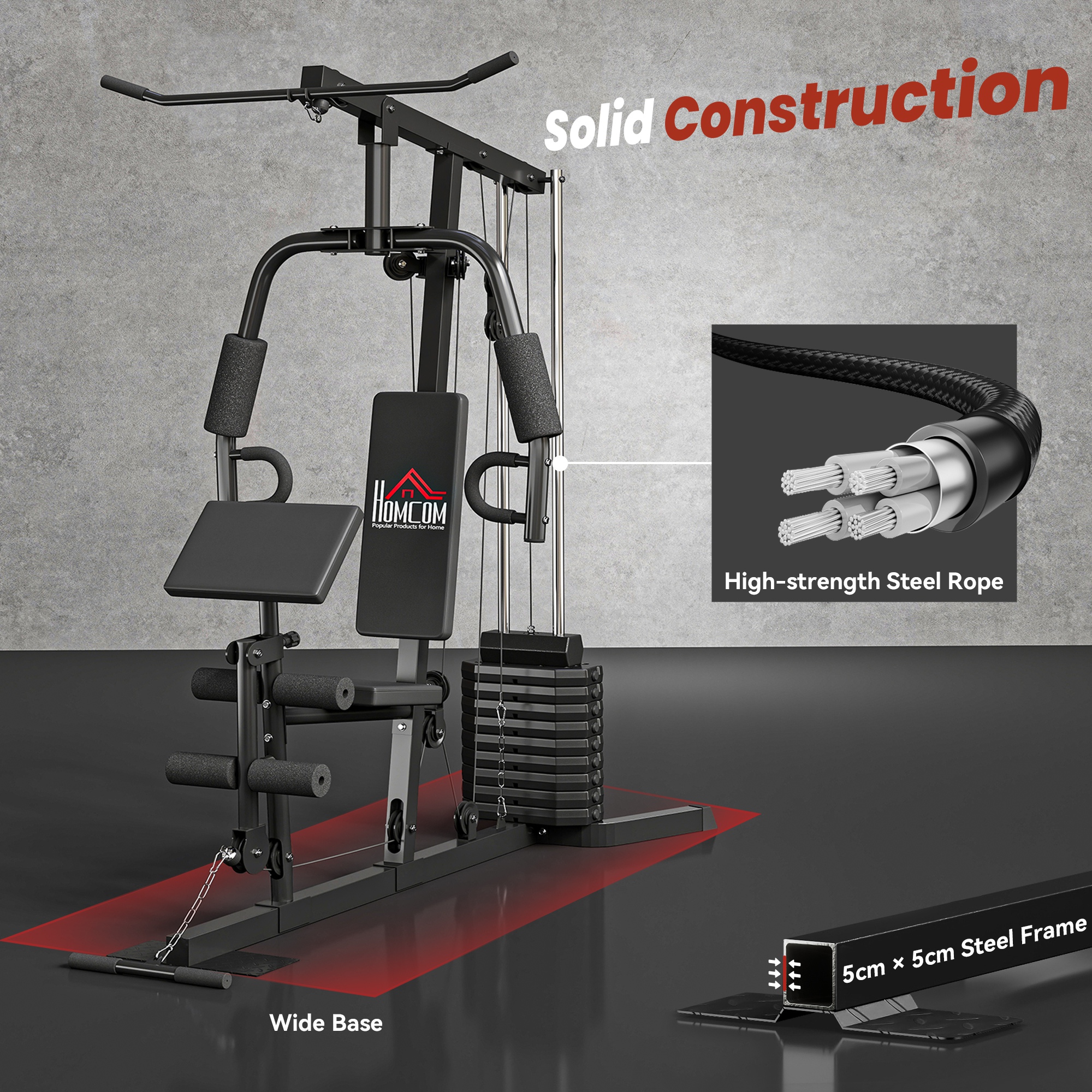 HOMCOM Multi-Exercise Gym Station, with 45kg Weight Stack, for Full Body Workout 6