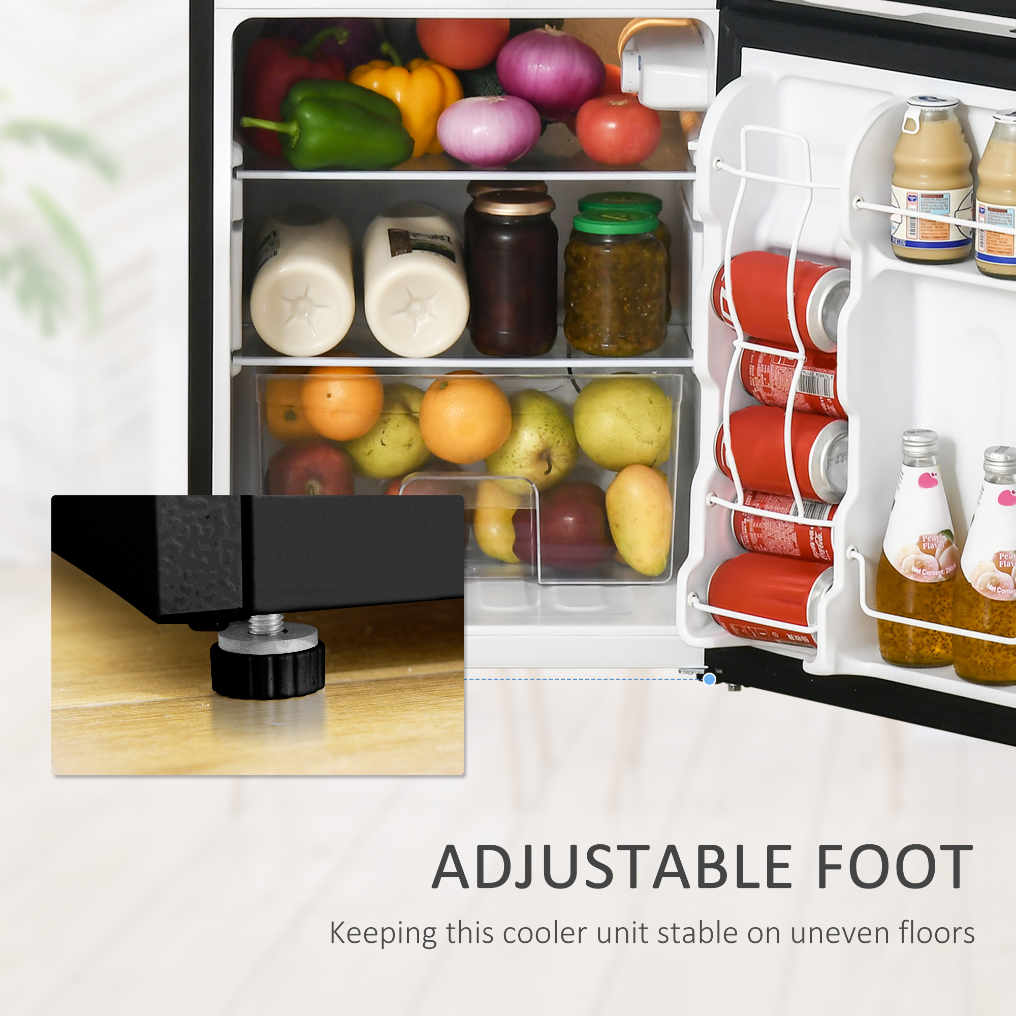 HOMCOM 88L Under Counter Fridge Freezer, Small Refrigerator with 5-Setting, 3 Star Freezer Rating, Black 8