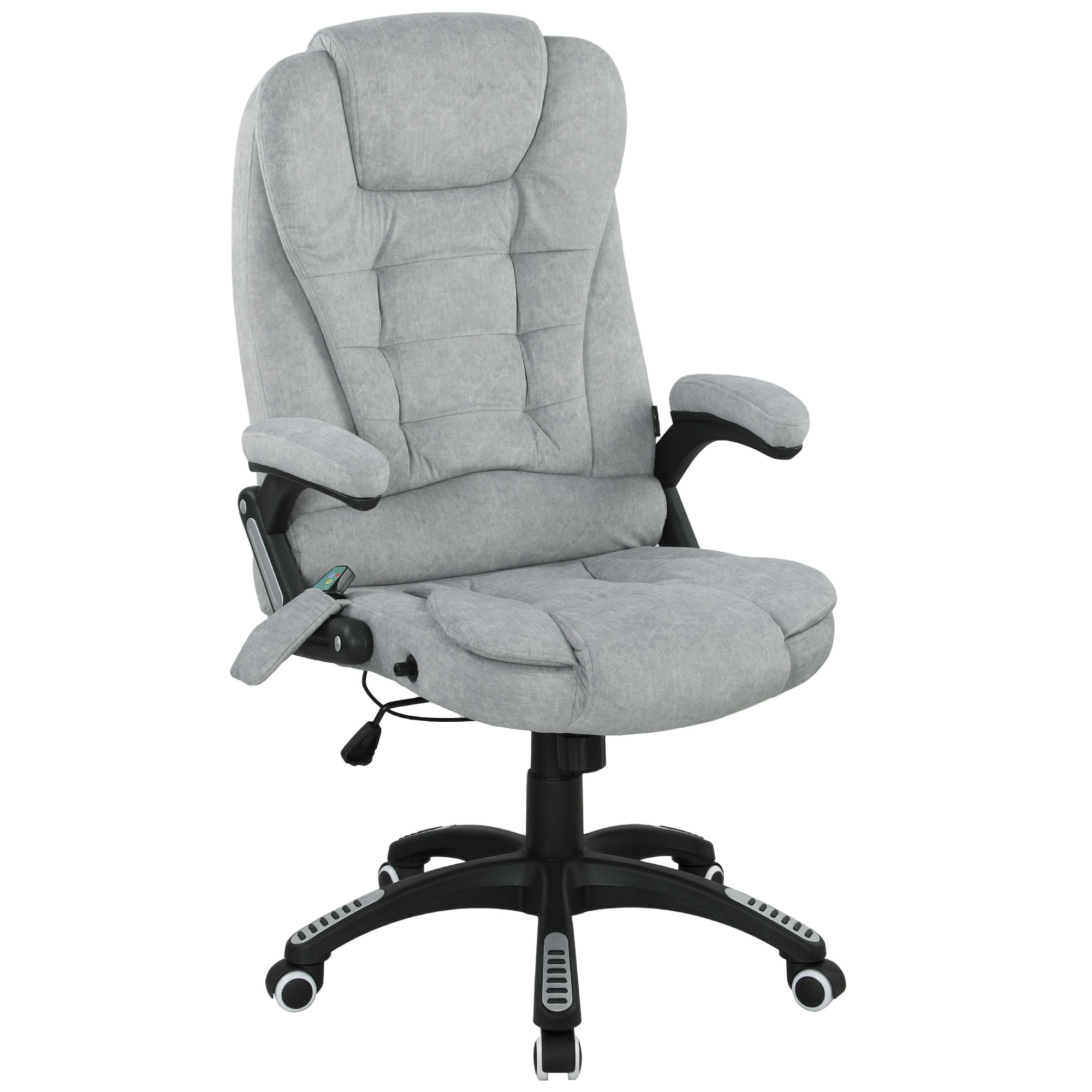 Vinsetto Silla Oficina con Masaje de 6 Puntos con Función Basculante con Calefacción Altura Ajustable 65x71x110-120 cm Gris