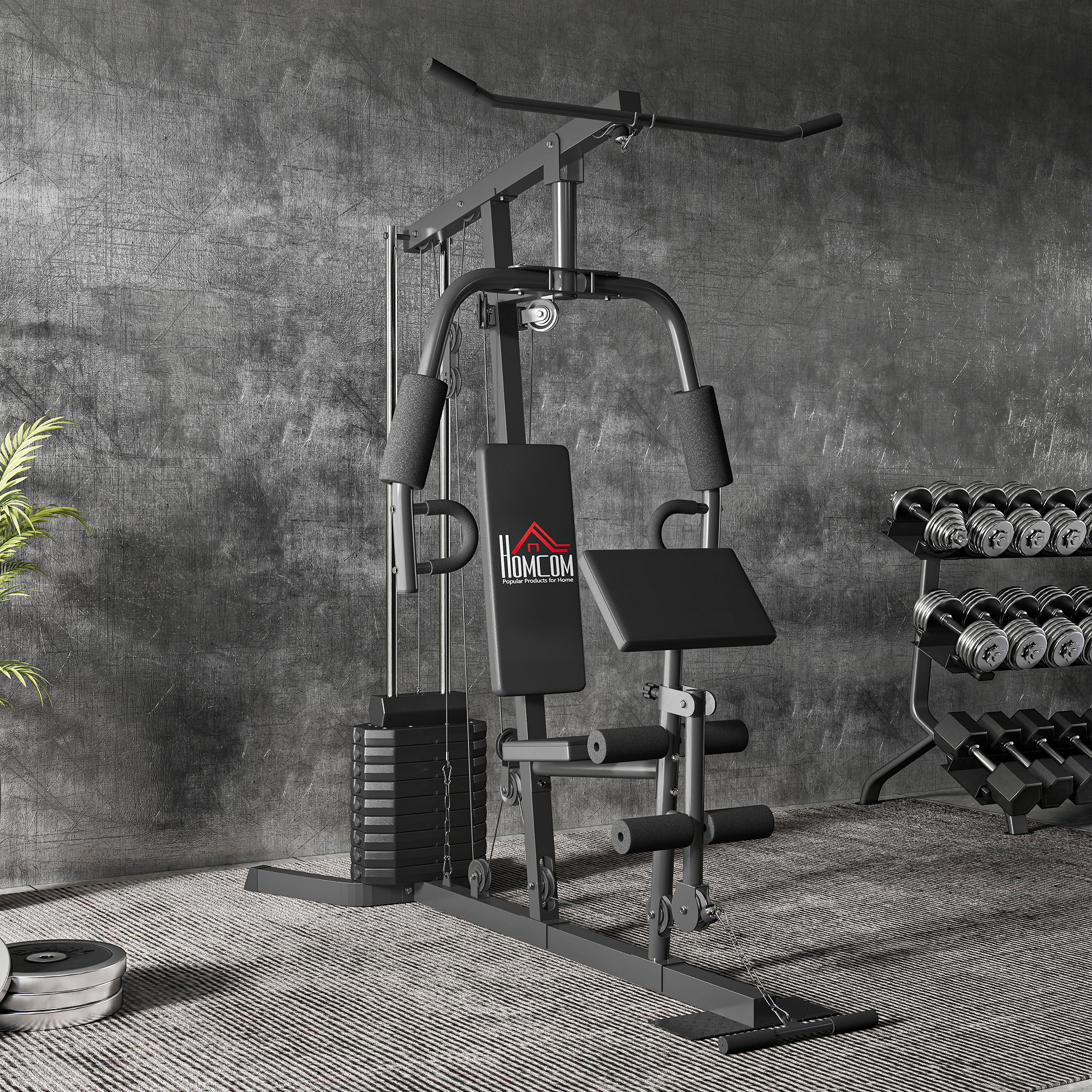 HOMCOM Multi-Exercise Gym Station, with 45kg Weight Stack, for Full Body Workout 9
