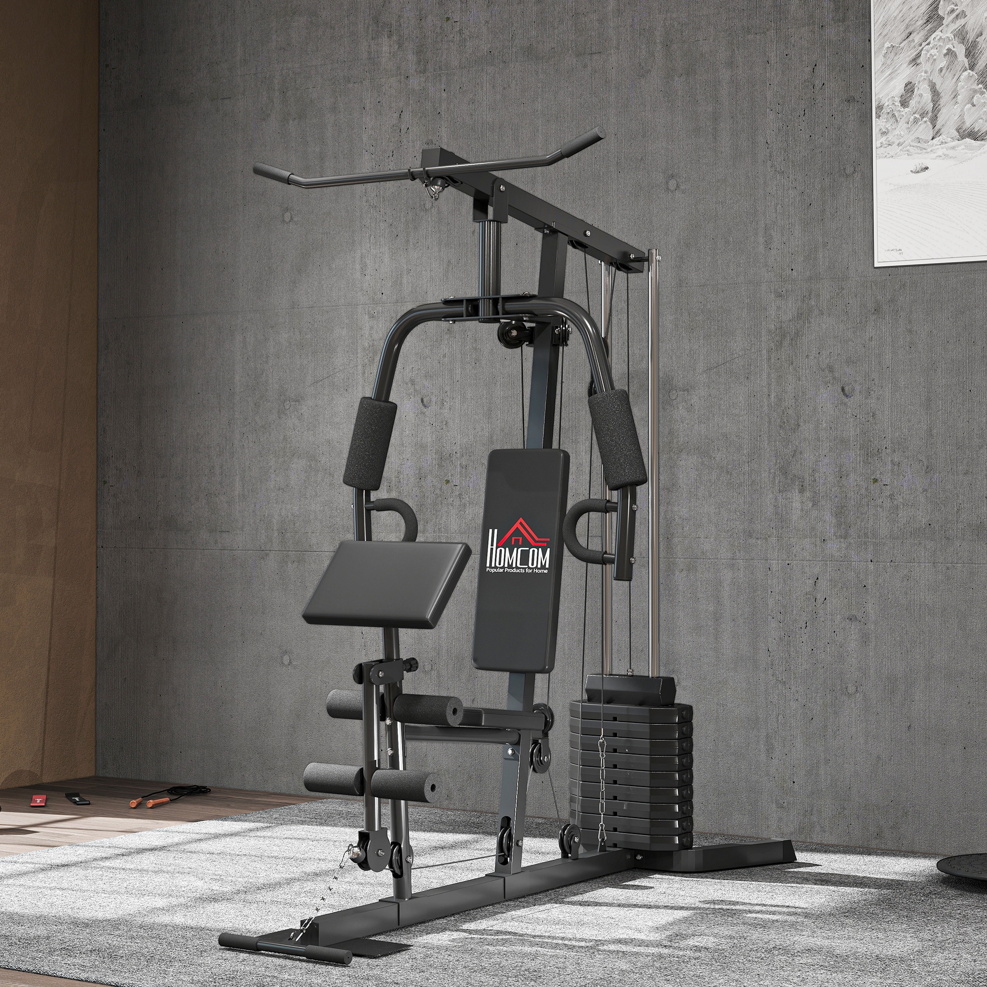HOMCOM Multi-Exercise Gym Station, with 45kg Weight Stack, for Full Body Workout 8
